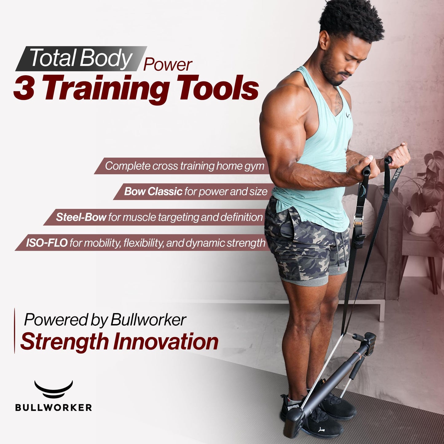 Bullworker Power Pack Isometric Exercise Equipment - Bow Classic 36", Steel Bow 20" & ISO-FLO Suspension Training Straps, Home Gym for Men & Women, Calisthenics, Pilates & Full Body Strength Training