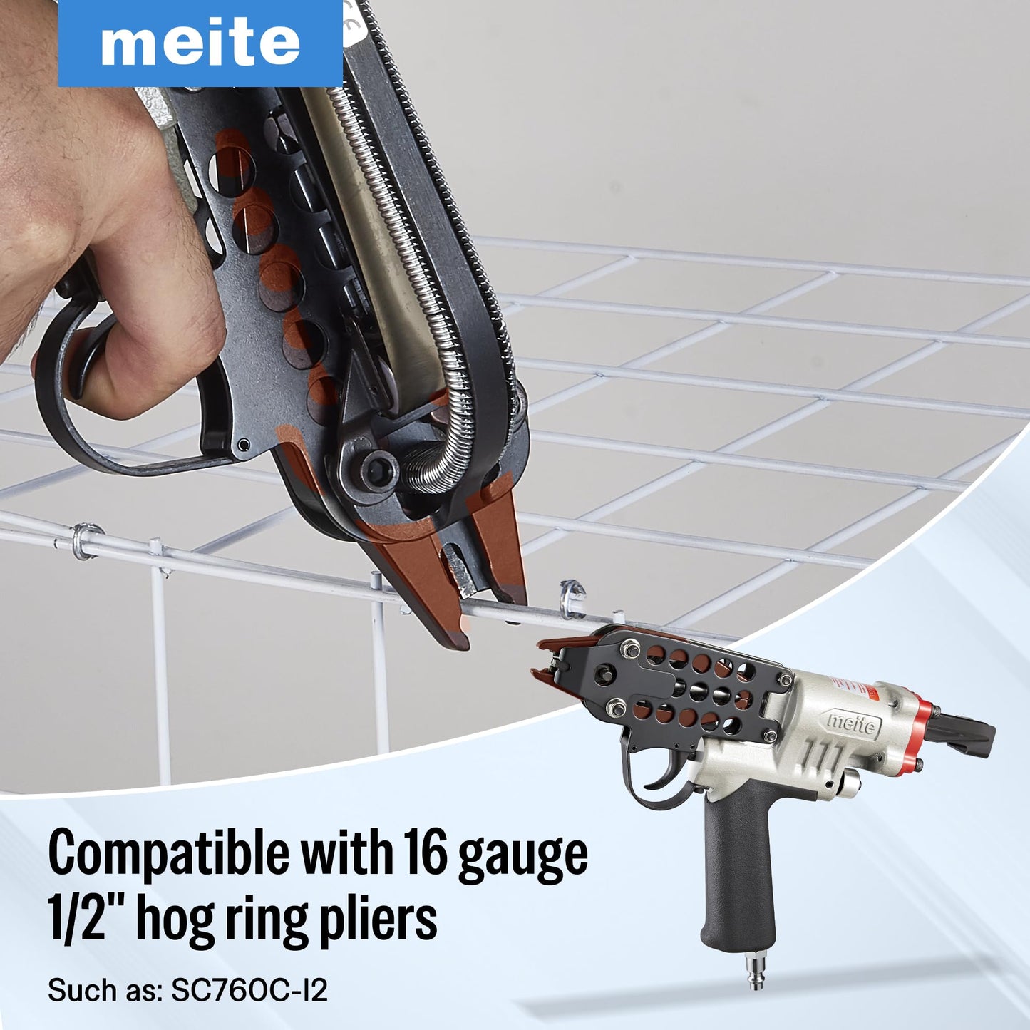 meite 16 Gauge 1/2" Hog Rings, 304 Stainless Steel Hog Ring Staples for SC760C Hog Ring Stapler, C Ring Staples for Outdoor Pet Cages, Coastal Fencing, Marine Netting (18,000 Counts)