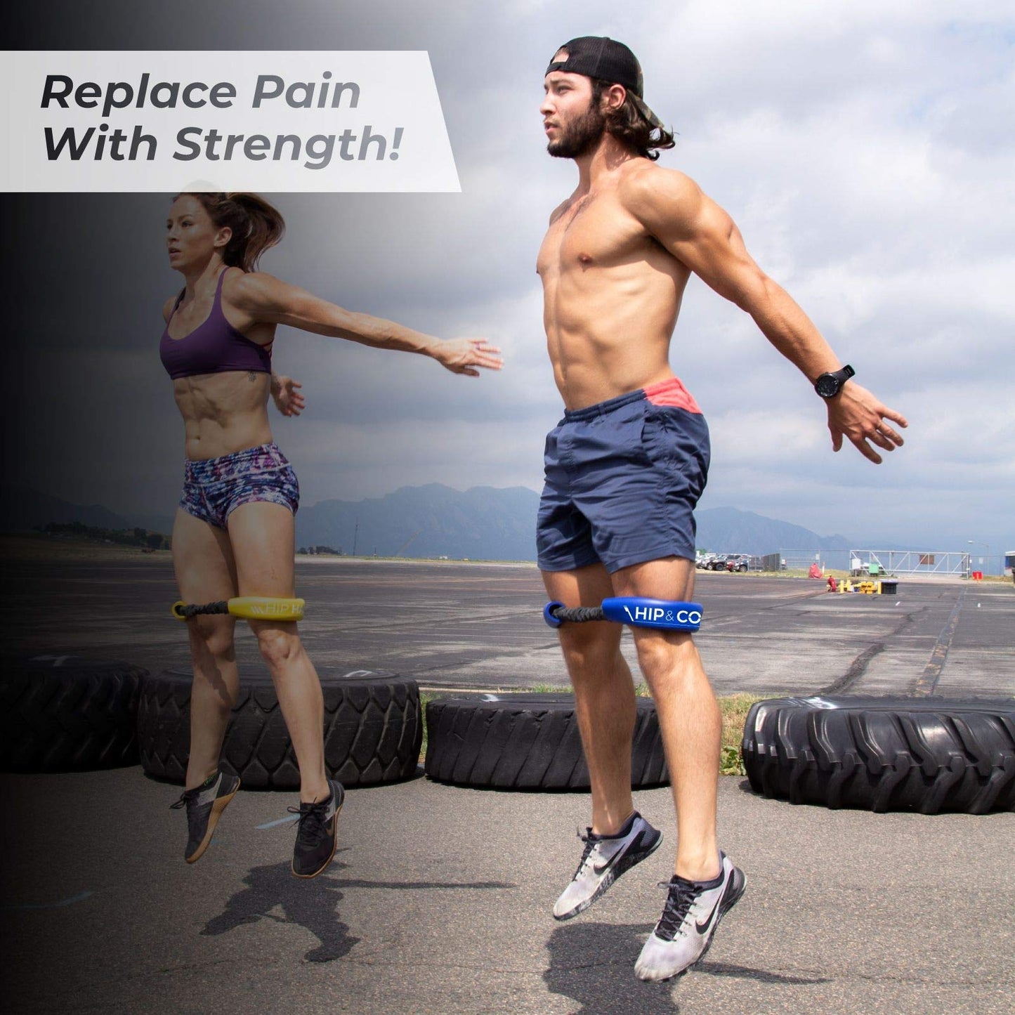 Crossover Symmetry Hip & Core System - Loop Resistance Home Workout Bands to Stretch and Strengthen Legs, Butt, HIPS, Thighs and Glutes, Includes Online Exercise & Training Guide, Blue/Heavy