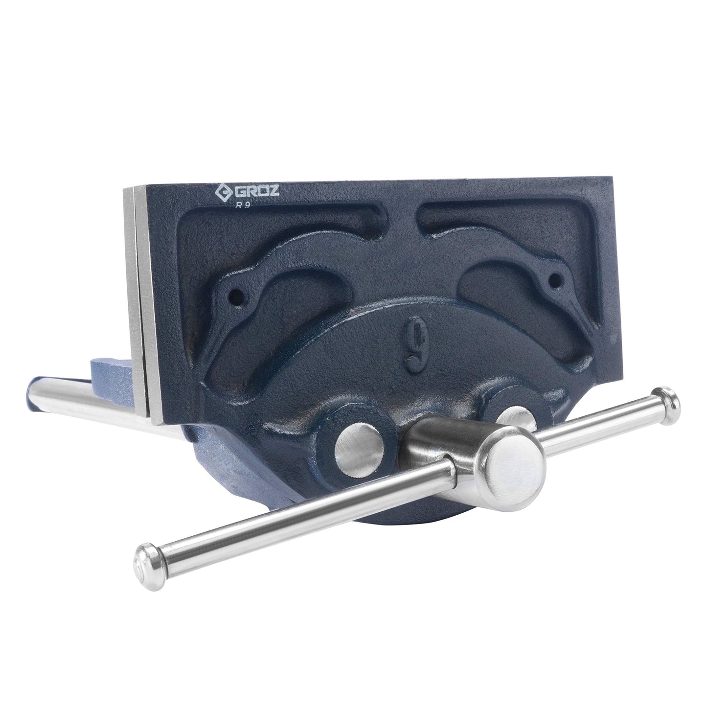 Groz 9" Rapid Action Woodworking Vise, 13-1/2" Jaw Opening, Buttress Thread Screw, Cast Iron Body with TOE-IN Jaws for Workbench Cabinet and Furniture Building (39012)