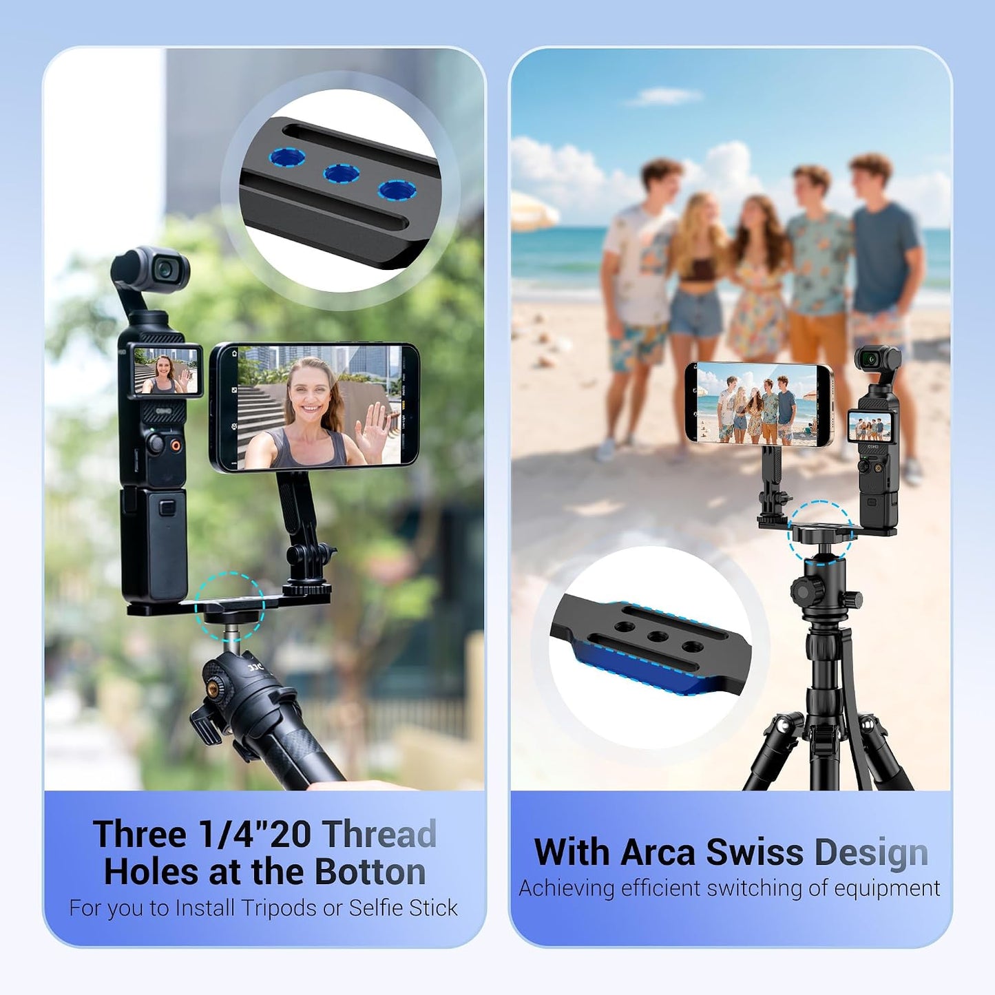 JJC 4 1/4" 20 Insta360 X5 X4 X3 4/3 Pocket Magnetic Phone Mount with Screw & Thread, Phone Holder for / Pocket / Xtra
