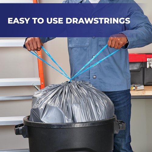 Hefty Steelsak Heavy Duty Trash Bags - Unscented 39 Gallon | Large 30 Count Pack in Gray