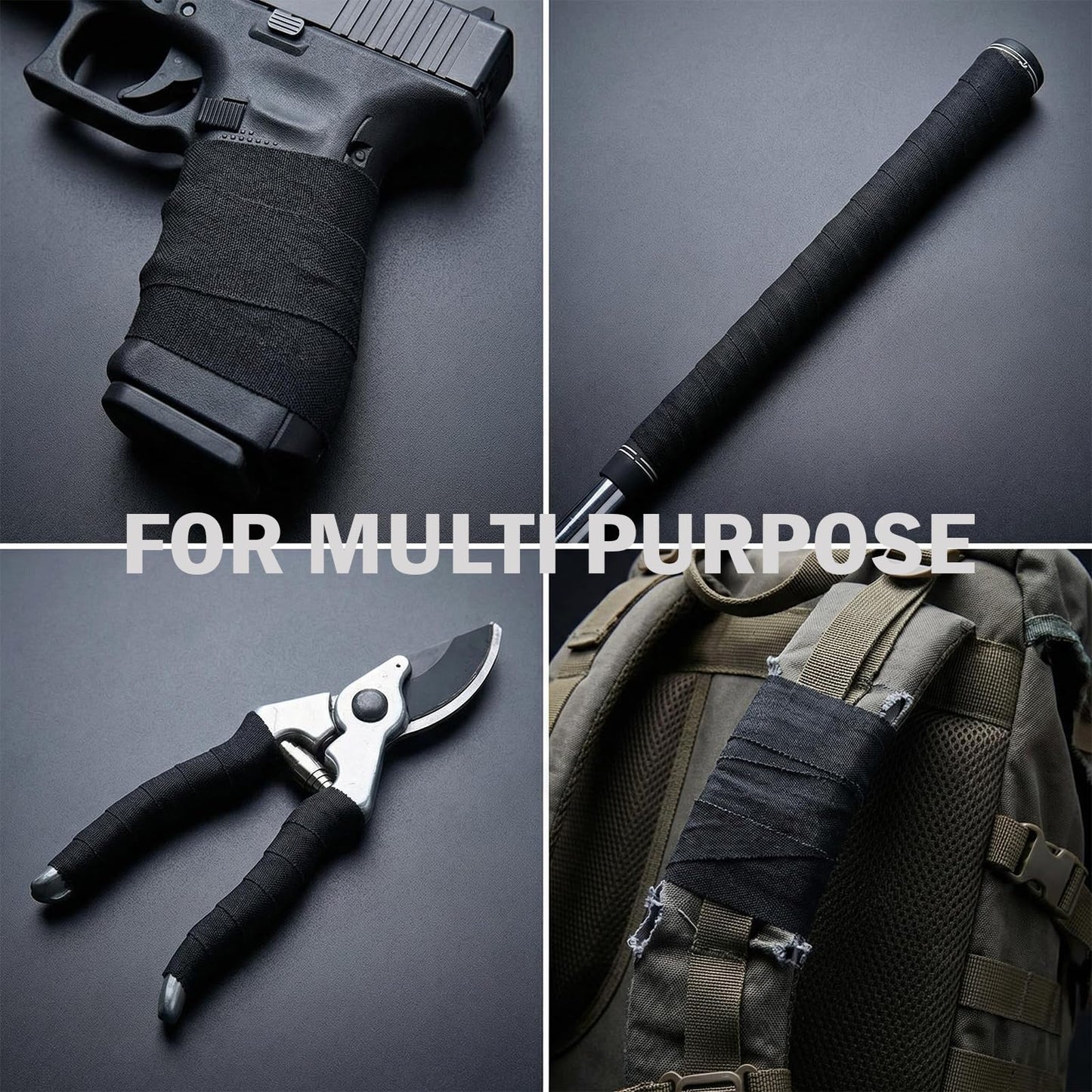 Nowindsy Gun Grip Tape，Tactical Tape 1.5" Non-Reflective Improve Grip Multipurpose Wrap Tape for Rifles, ShotgunsGun, Magazine, Tactical Geer, Sport Handle, Gardening Tools (2-Roll)