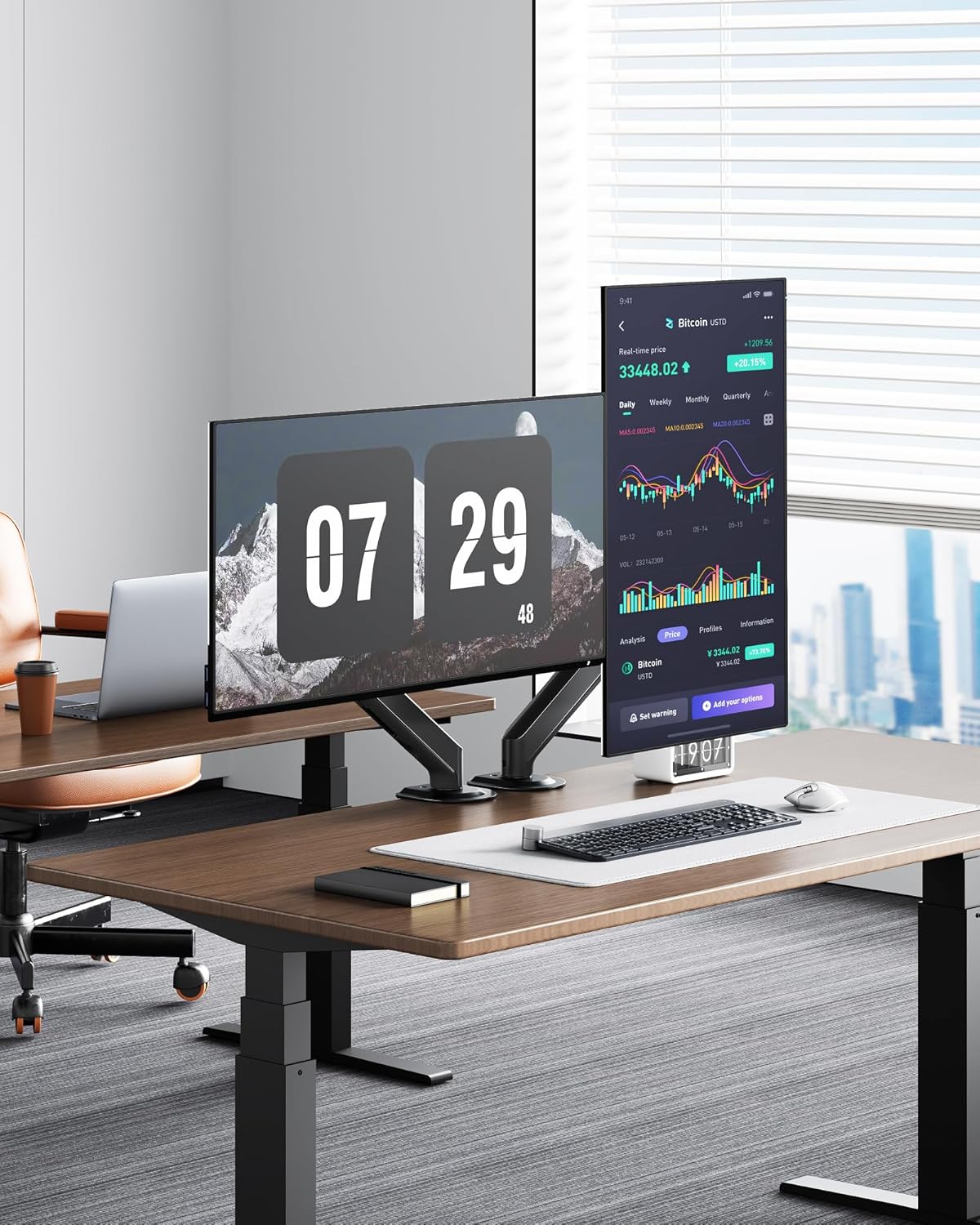 monTEK 17-32 Inch Grommet, 75/100, 20lbs Single Monitor Arm Mount for Screens, Heavy Duty Steel Mechanical Spring Desk