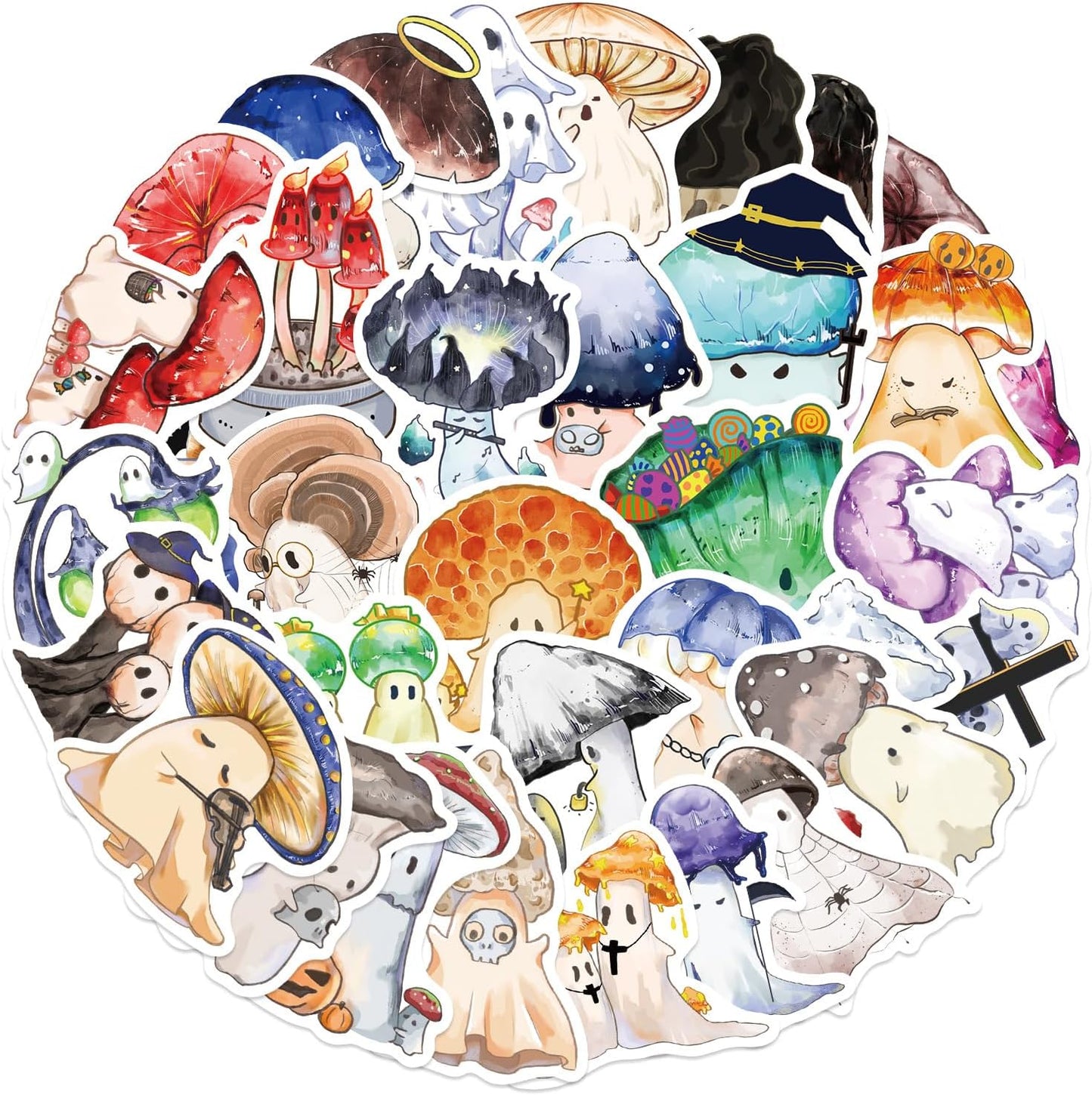 YOXYL 50pcs Cute Mushroom Stickers for Teen, Waterproof Vinyl Decal for Girl Kids Adult Student Water Bottle Laptop