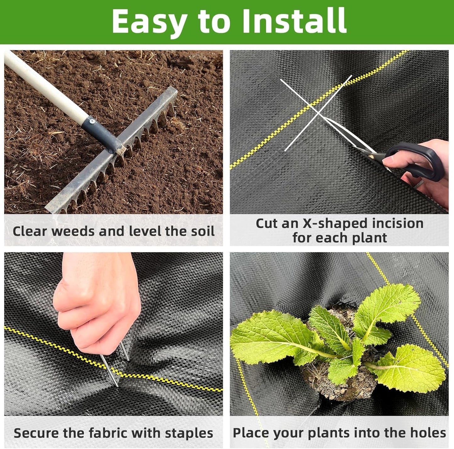 Shade&Beyond 6ftx300ft Weed Barrier Fabric, 3.5oz Heavy Duty Permeable Landscape Fabric, Woven UV Resistant Ground Cover with Staples for Gardens/Yards/Landscaping