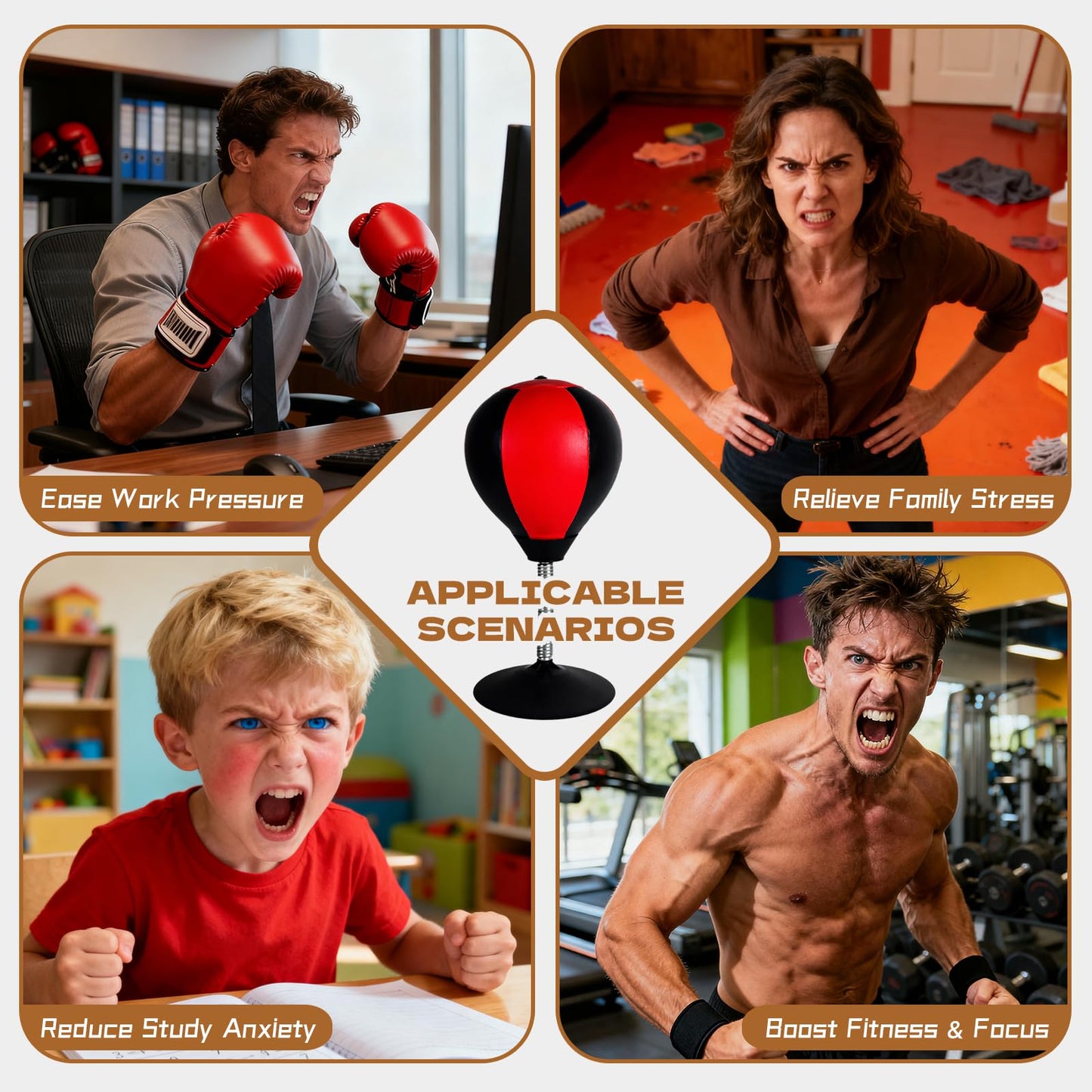 Desktop Punching Bag for Desk, Stress Relief Ball with Suction Cup for Office and Home, Funny Gag Gift for Boss Coworkers Friends, Mini Desktop Boxing Stress Relief Product for Adults