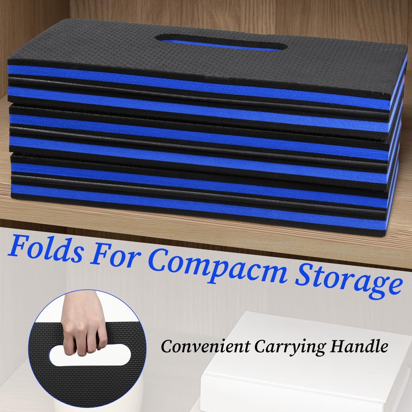 Ptwola Foldable EVA Mat with Carrying Handle, 2.5cm Thick Foam Cushion Kneeling Pad High Density Water Resistant Anti Slip Knee Mat for Workout Exercise Mechanic Garages Picnics Gardening Camping Gym