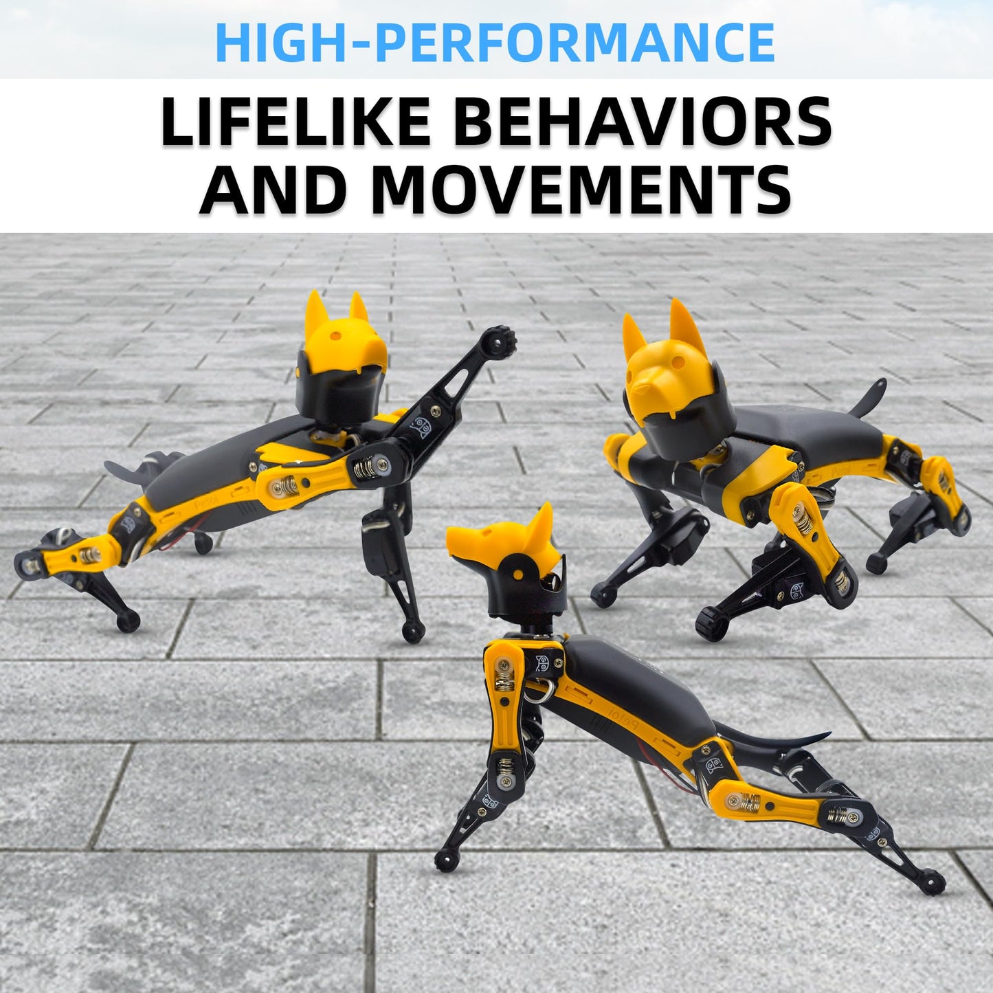 Petoi Programmable Robot Dog Bittle X V2 Lite Servo | Coding Smart Robot Dog Kit, Voice Controlled, Quadruped Interactive Robot for Kids (Bittle X V2 - lite servos - pre-Assembled - Yellow + Black)