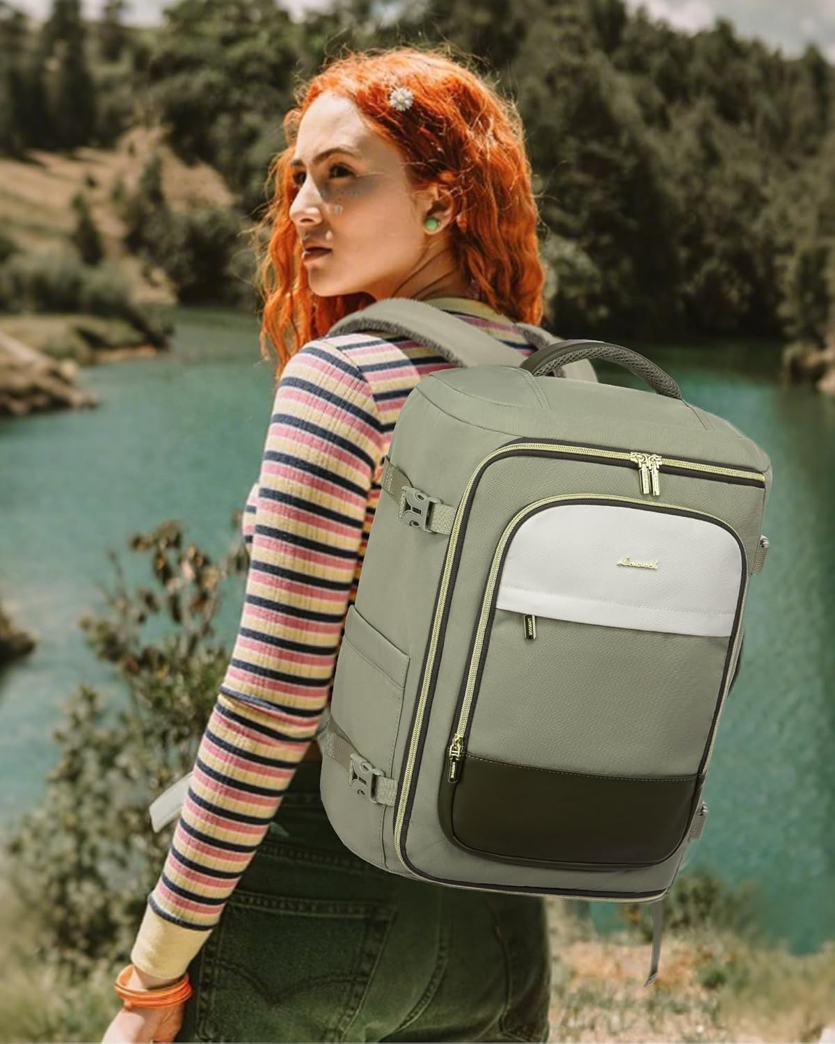 Backpack 40L Backpack 3 Packing 17" LOVEVOOK Large Travel for Women, TSA Approved with Cubes, Personal Item Bag Fits