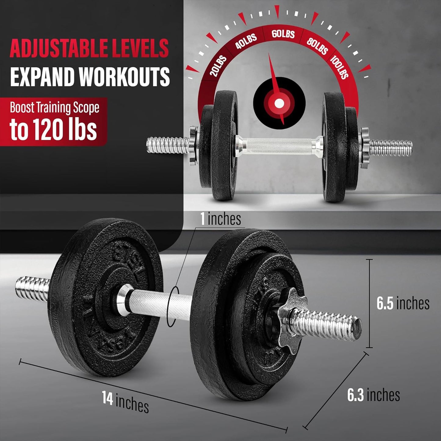 Yes4All Dumbbell Adjustable - 50lbs + Connector