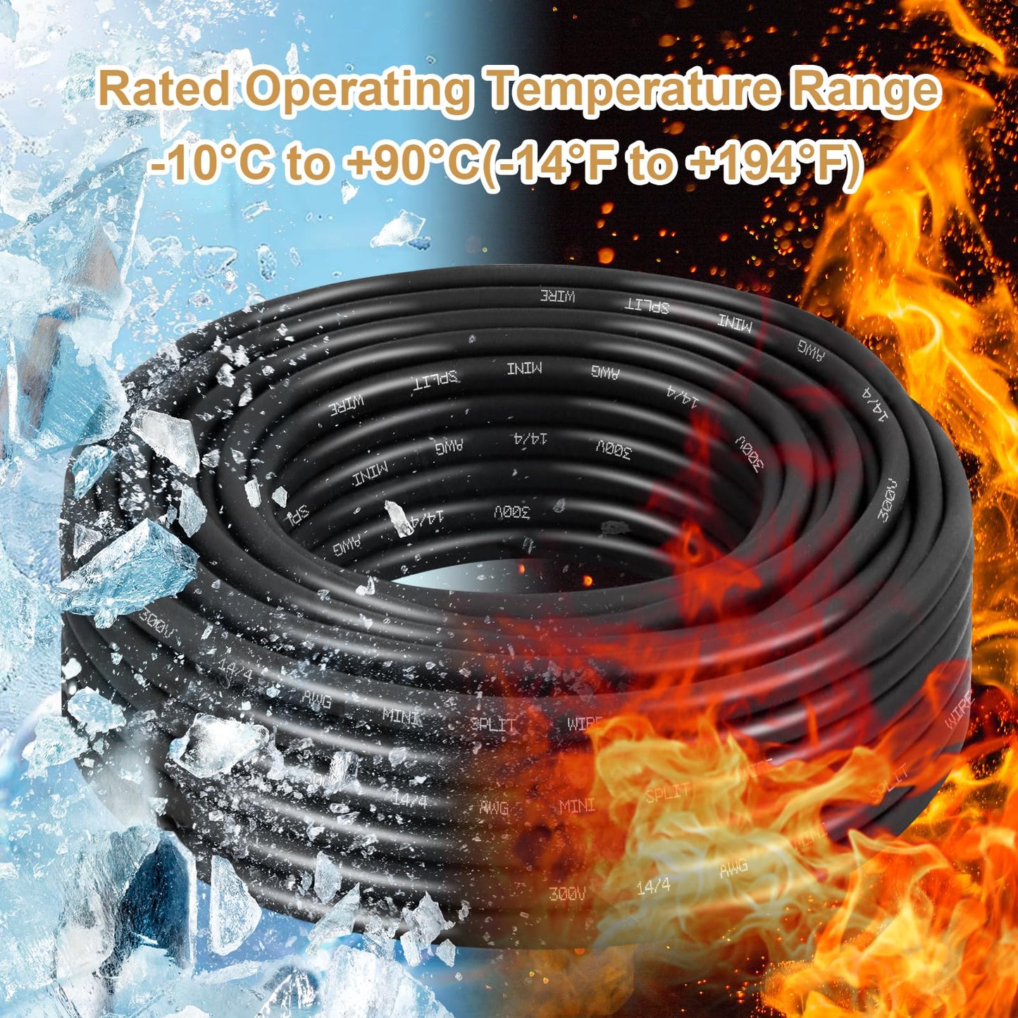 MOOKEERF 14/4 AWG Mini-Split Cable - 200FT 14 AWG 4 Conductor Control Cable 300V Stranded Oxygen-Free Pure Copper Wire for Mini Split Air Conditioner,Heat Pump,HVAC Systems and Speaker Systems