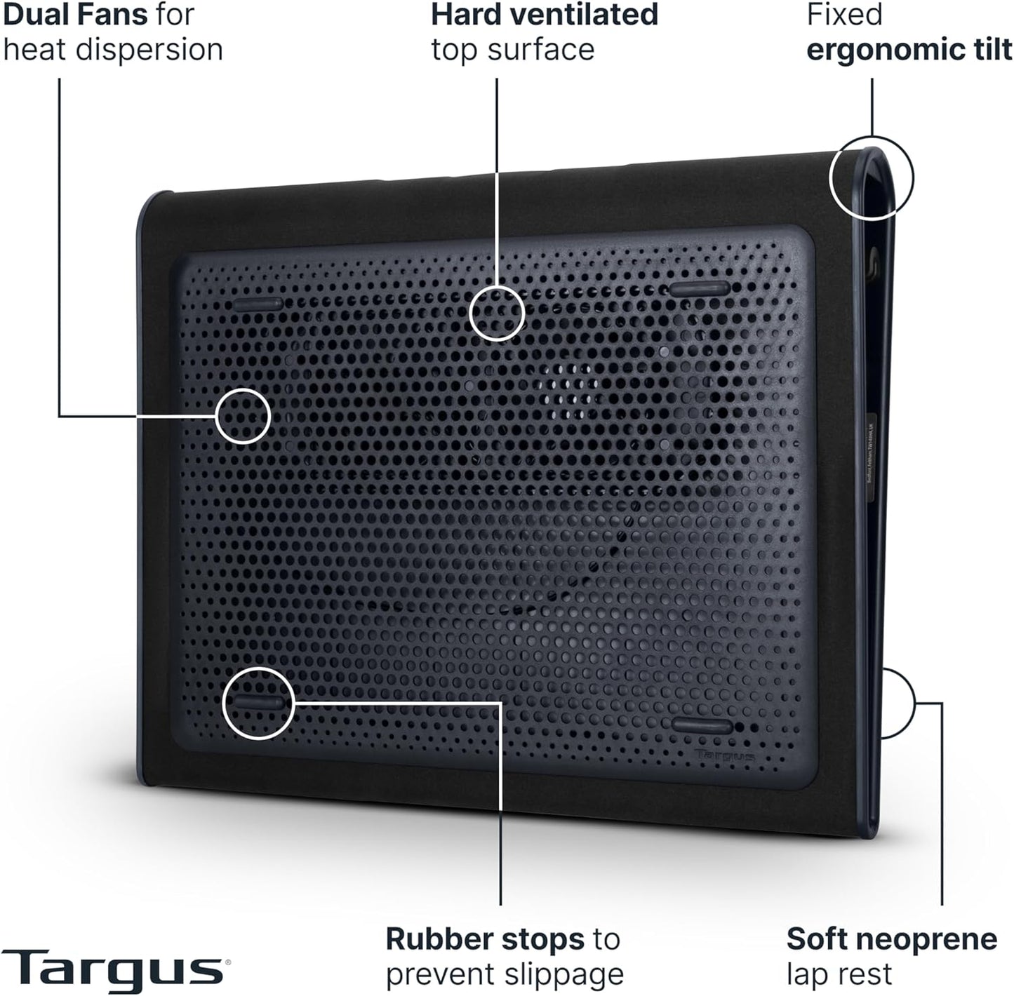 Targus 17 Inch 17" (AWE55US) Dual Fan Lap Chill Mat - Soft Neoprene Laptop Cooling Pad for Heat Protection, Fits Most