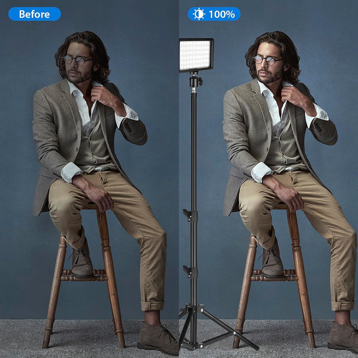 Ci-Fotto 2-Pack, Dimmable 5600K LED Photo Video Light USB LED Continuous Light Photography Light with Tripods and Color