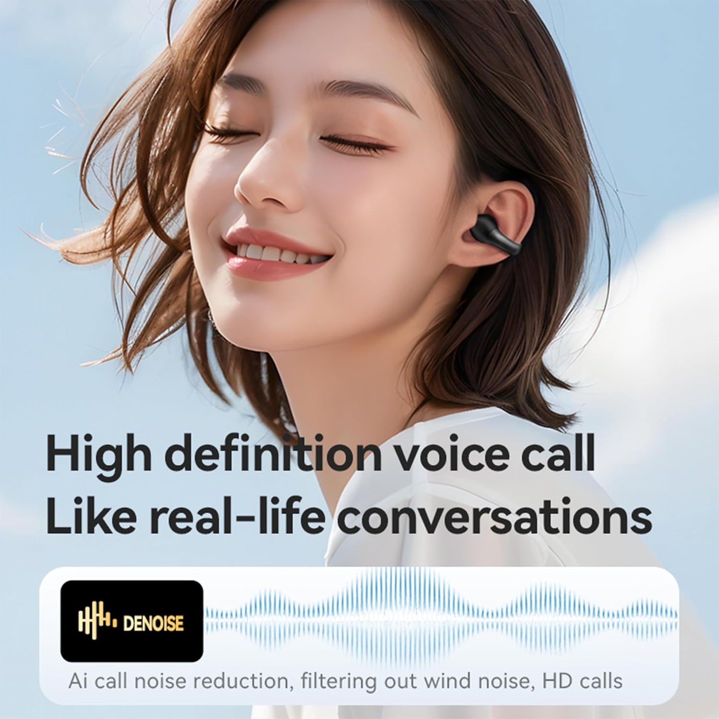 5.4 Clip on Earbuds Open Ear Earbuds Wireless Bluetooth Headphones LED Power Display Earphones with Wireless Charging