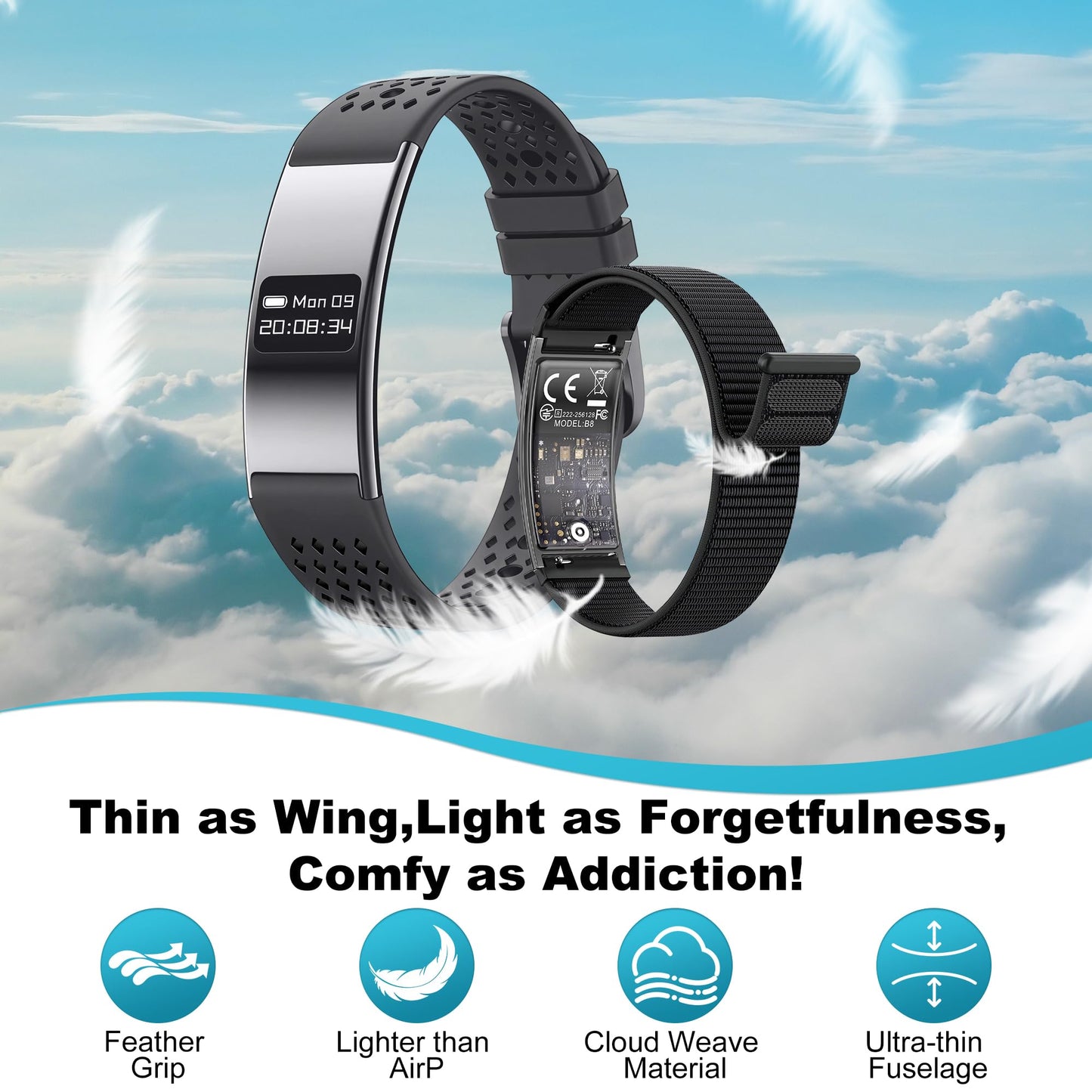 Irondance Smart Bracelet for Women Men,Wearable Activity & Fitness Tracker,All-Day Heart Rate/Stress/HRV/Step Monitor,24H Sleep Tracker,Multiple Sport Modes Smart Wristband with 2 Bands, Free APP
