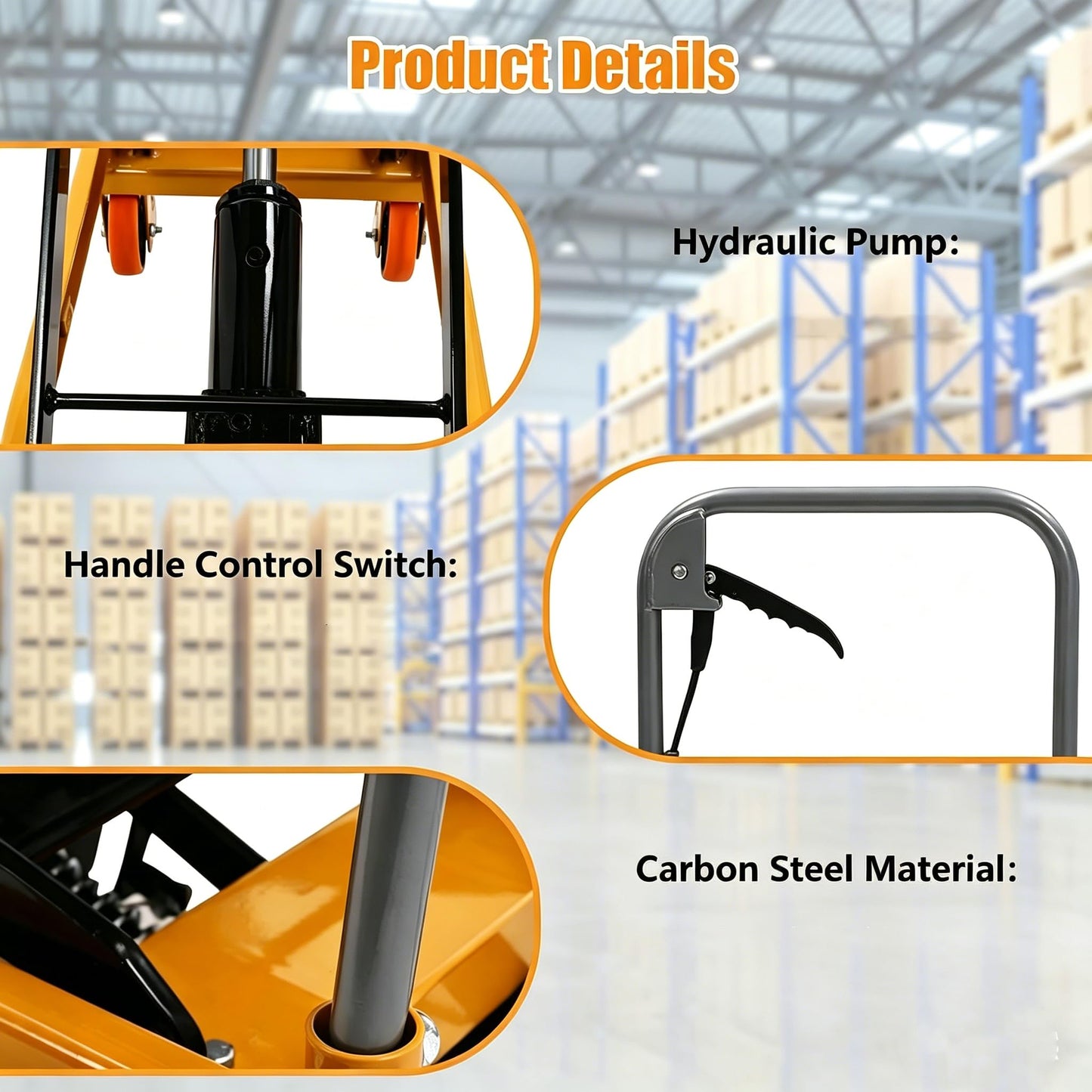 Heavy Duty Table Lift, 1760lbs Capacity Hydraulic Table Cart with 59" Height, Double Scissor Lift Table Cart with Locking Wheels and Safety Guard for Material Handling and Loading