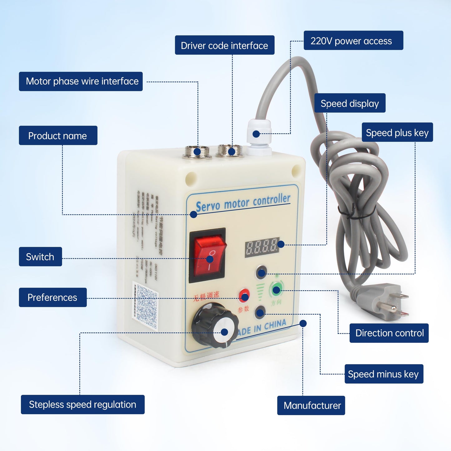 RATTMMOTOR 550W Permanent Magnet DC Brushless Servo Motor 200-7000RPM 1.85N.m+Servo Motor Speed Controller for Woodworking Machine/Lathe/Drilling and Tapping Machine/Reducer/Belt Sander (110V)