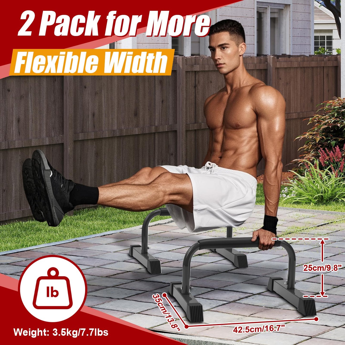 Push Up Bars: Sweat-resistant Parallettes Bar for Handstands L-sit & Dip, No Wobbling Strength Training Pushup Stands for Women Men Workout Core Exercise at Home Floor Gym