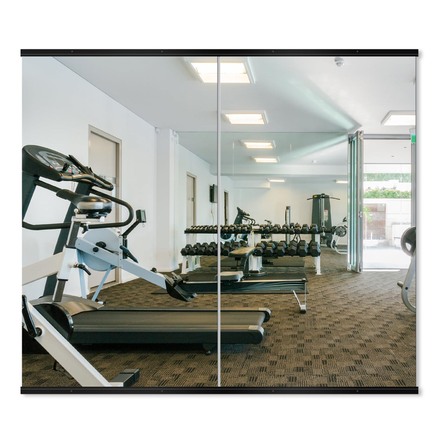 Delma Home Gym Mirror, 48''x28''x2PCS Black Wall Mounted Large Frameless Tempered Glass Wall Mirror for Home Gym, Garage, Bedroom, Bathroom