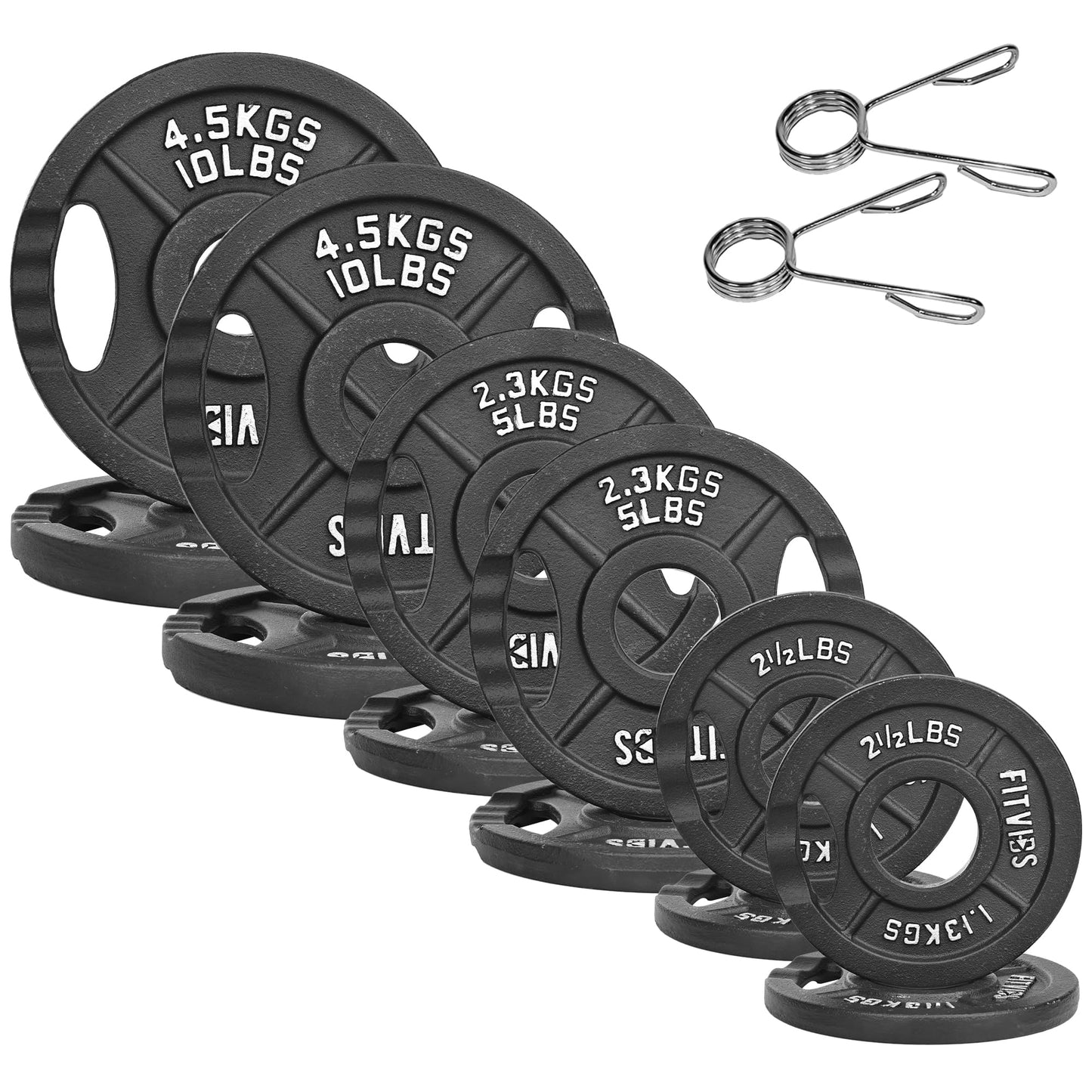 Fitvids 1 Inch Standard Barbell Weight Plates Set, 70 LB(2.5-10 LB) Barbell Weight Set for Home Gym Strength Training, Deep Grip Edge