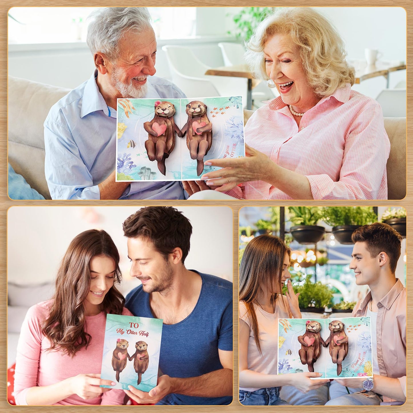 Thboxes Anniversary Card, Otter 3D Pop Up Anniversary Cards, Birthday Card for Wife, Husband, Couple, Mom, Funny Valentines Cards with Message Note & Envelope for Him, Her, Girlfriend, Boyfriend