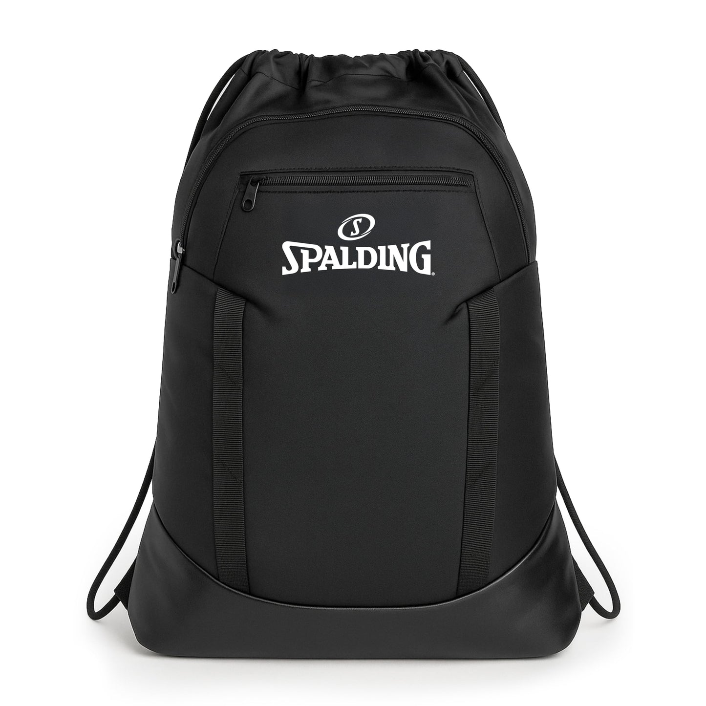 Spalding Drawstring Backpack Sports Bag | Black Waterproof Gym Bag | Cinch Sack with Separate Shoe and Ball Holder| for Travel, Basketball, Sports, 2 Pack