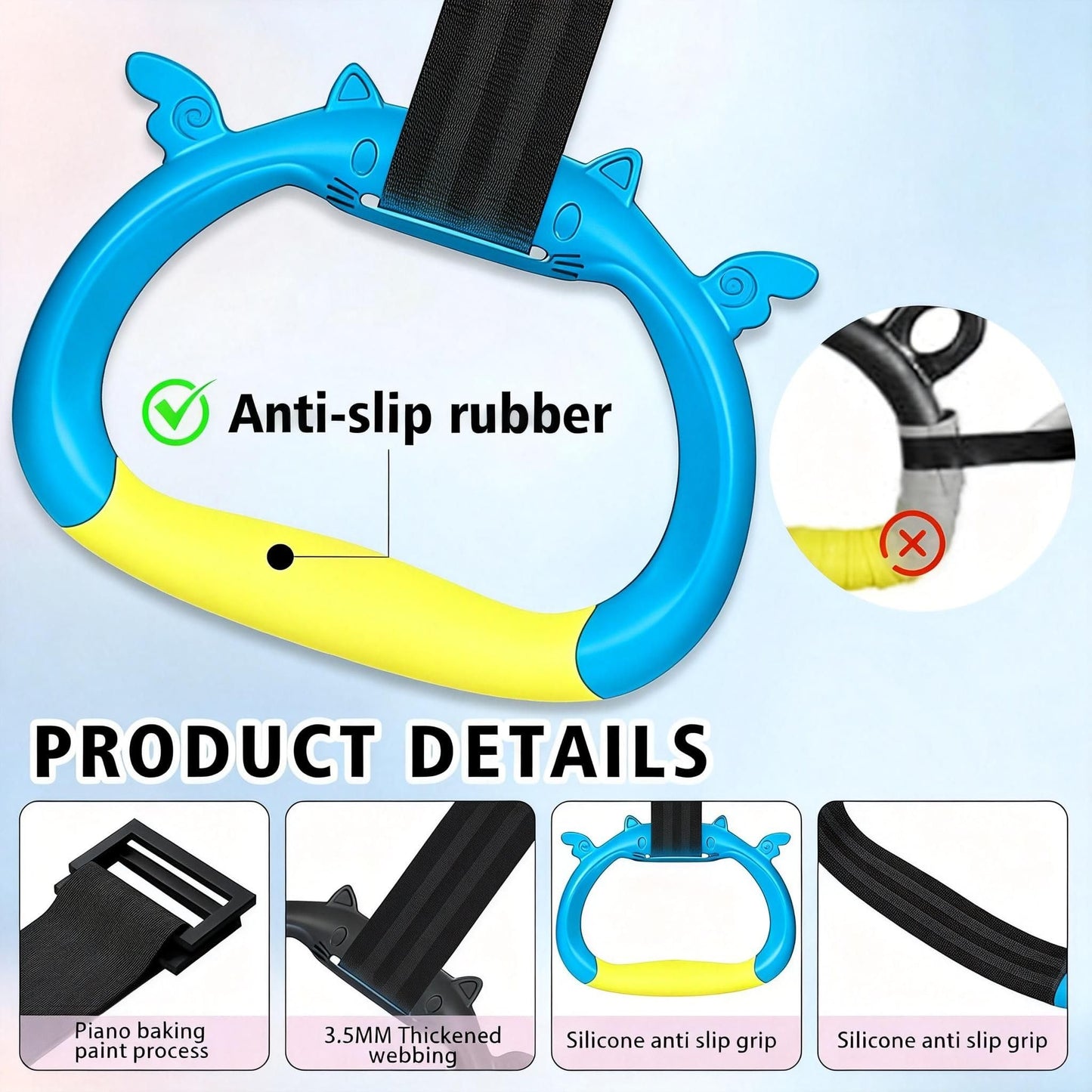 FREHOMEE New Professional Gymnastic Rings,Both for Adults and Kids,Support 550 LBS,Home Fitness Equipment,Indoor and Outdoor Pull-up Bar for Stretching and Height Increase,with Adjustable Straps