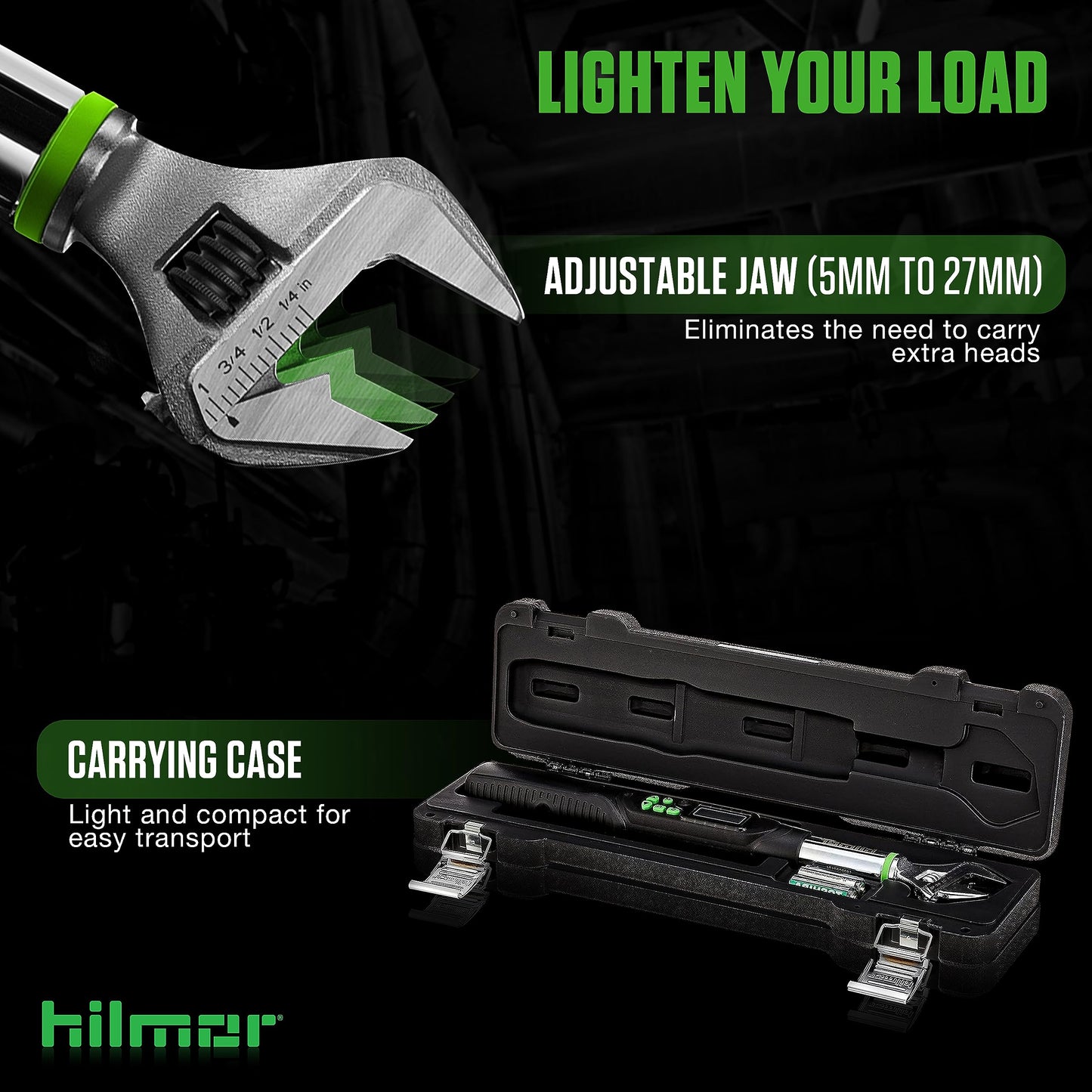 Hilmor 1963826 Digital Adjustable Torque Wrench for Mini-Split, HVAC Tools and Equipment, Digital LCD Screen, Light and Sound Indicators