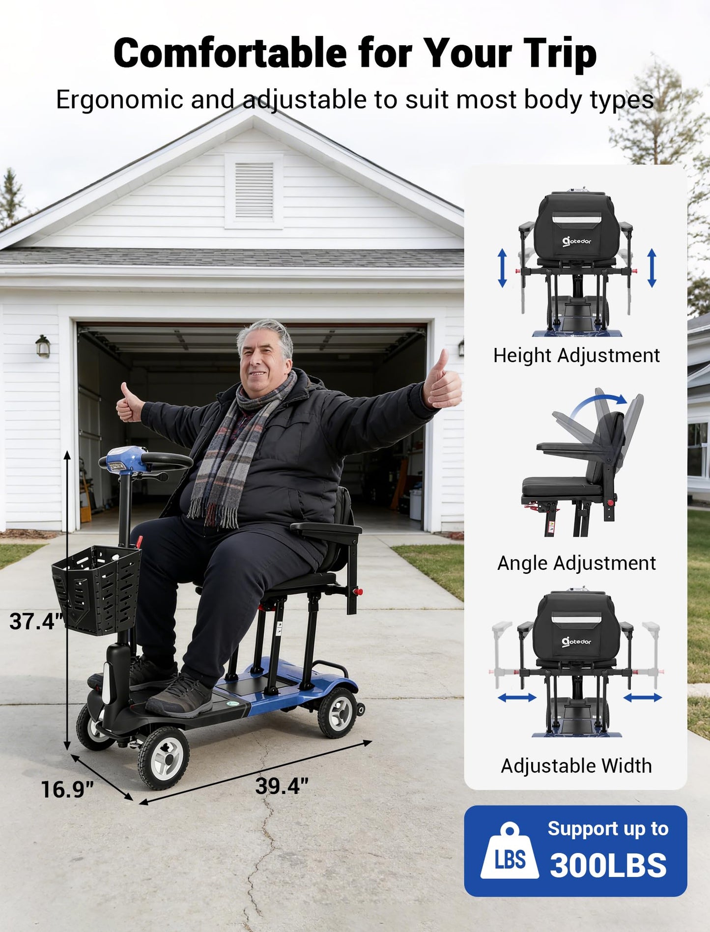 Aotedor Ultra Lightweight Mobility Scooter for Adults, 36 lbs Foldable Electric Scooter with Dual Lithium Batteries, 22 Miles Range Portable Travel Scooter for Seniors, Airline Compliant