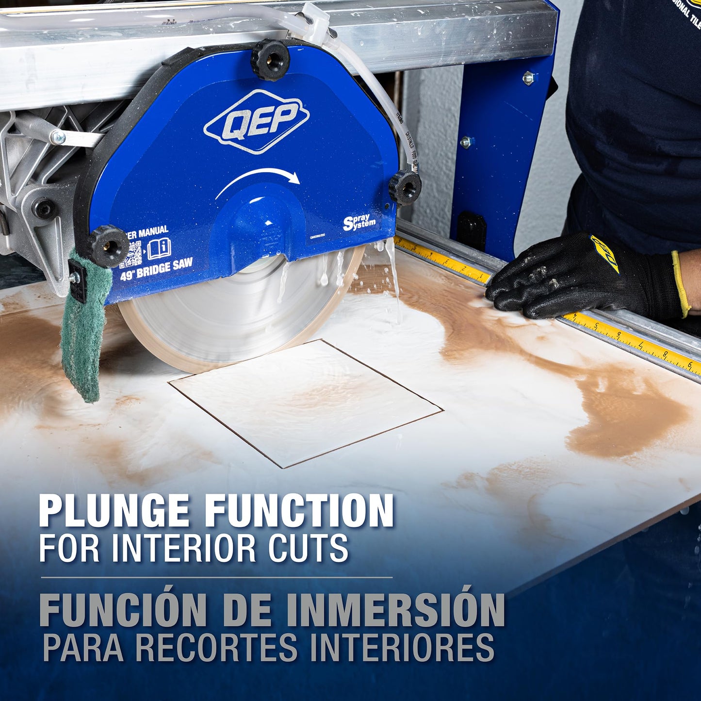 QEP 83249 Bridge Saw 49" for Ceramic Tile, Porcelain, Stone, and Large Format Tile