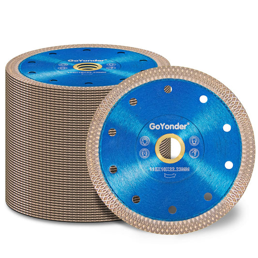 GoYonder 4.5 Inch Super Thin Diamond Saw Blade for Cutting Porcelain Tiles,Granite Marble Ceramics (4.5" -Blue (50 pcs))