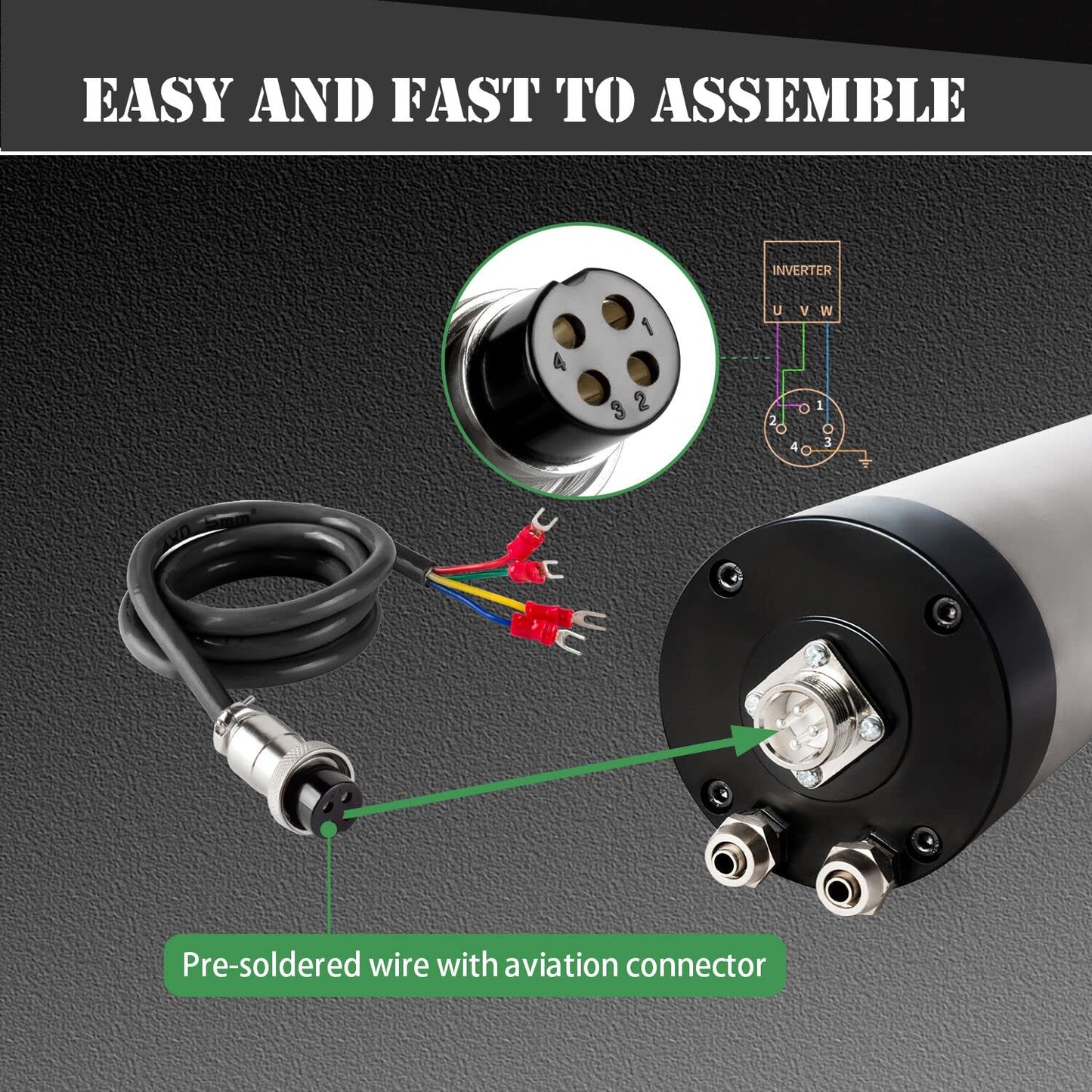 CNC Spindle Motor Kits, 220V 1.5KW 65mm Water Cooled Spindle Motor CNC motor +220V 1.5KW VFD+Clamp Mount +Water Pump+ Water pipe+ER11 Collet set + Drill bits+ wires+wrenches for CNC Router Machine