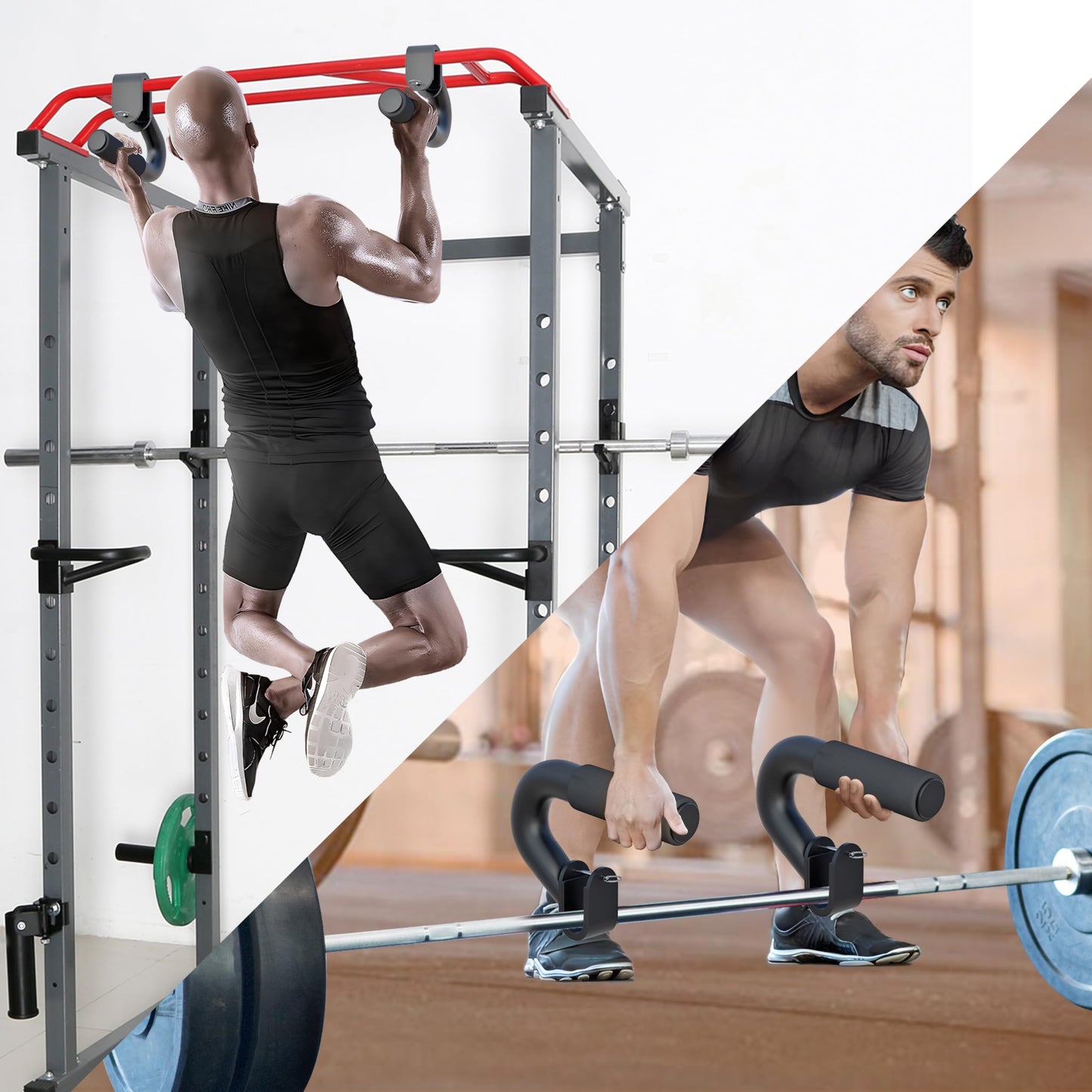 Neutral Grip Handles for Pull Up,1000 lbs Heavy Duty Steel Pull Up Handles,Ergonomic Portable Hooks for Barbell Row Deadlift Resistant Bands for Home Gym Fitness Enthusiasts-2 Pack