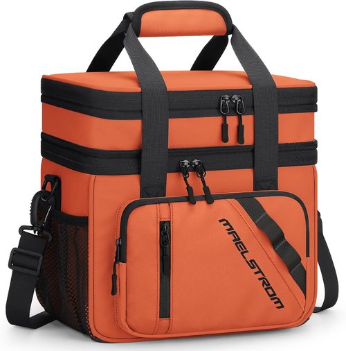 Maelstrom Insulated Lunch Box - 20L Expandable Cooler Bag with 6 Pockets | Leakproof Tote for Work & Travel - Orange