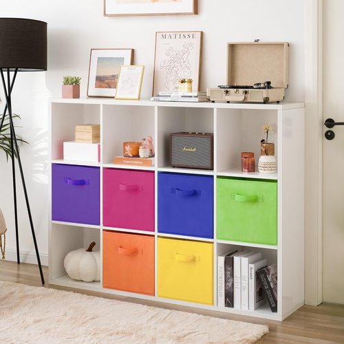 Granny Says 13-Inch Cube Storage Bins - Colorful Fabric Organizers for Kids' Rooms | 6-Pack Rainbow Design