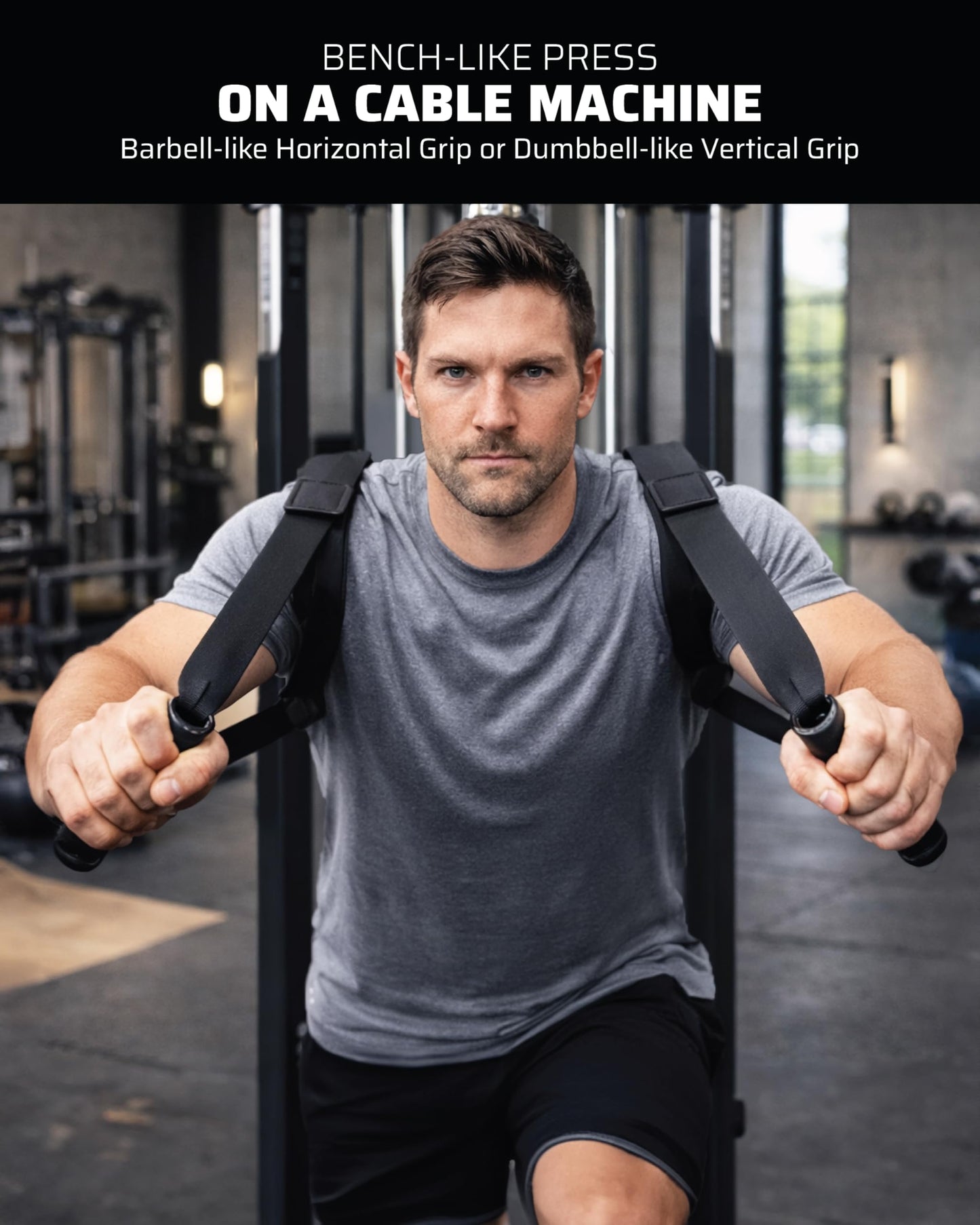 THEFITGUY Power Push Handles | Natural Cable Chest Press | No Cable Rubs | Horizontal & Vertical Grip | Full Range of Motion | for Pulleys, Smart Gyms & Home Gyms