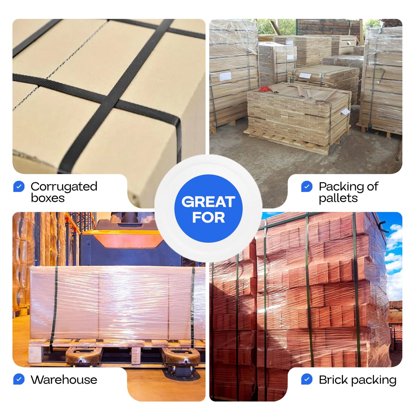IDL Packaging 1/2" x 9000' Hand Grade Polypropylene (PP) Strapping Roll of 16" x 6" Core Size, 300 lbs Break Strength - Lightweight and Affordable Poly Banding - Elastic and Flexible Packing Straps