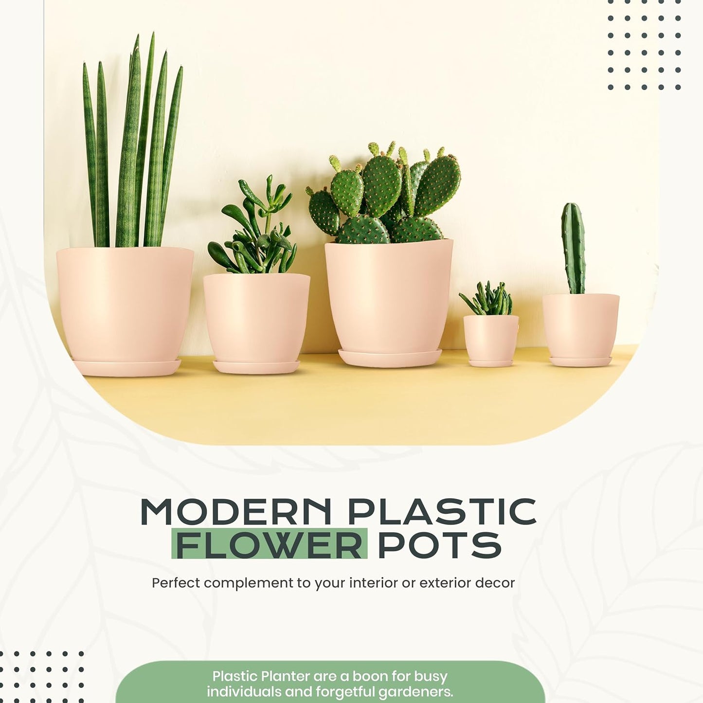 Utopia Home - Indoor Plant Pots with Drainage - 7 to 4.8 Inches, Pink Plastic Planters for Succulents & Cacti | Pack of 10