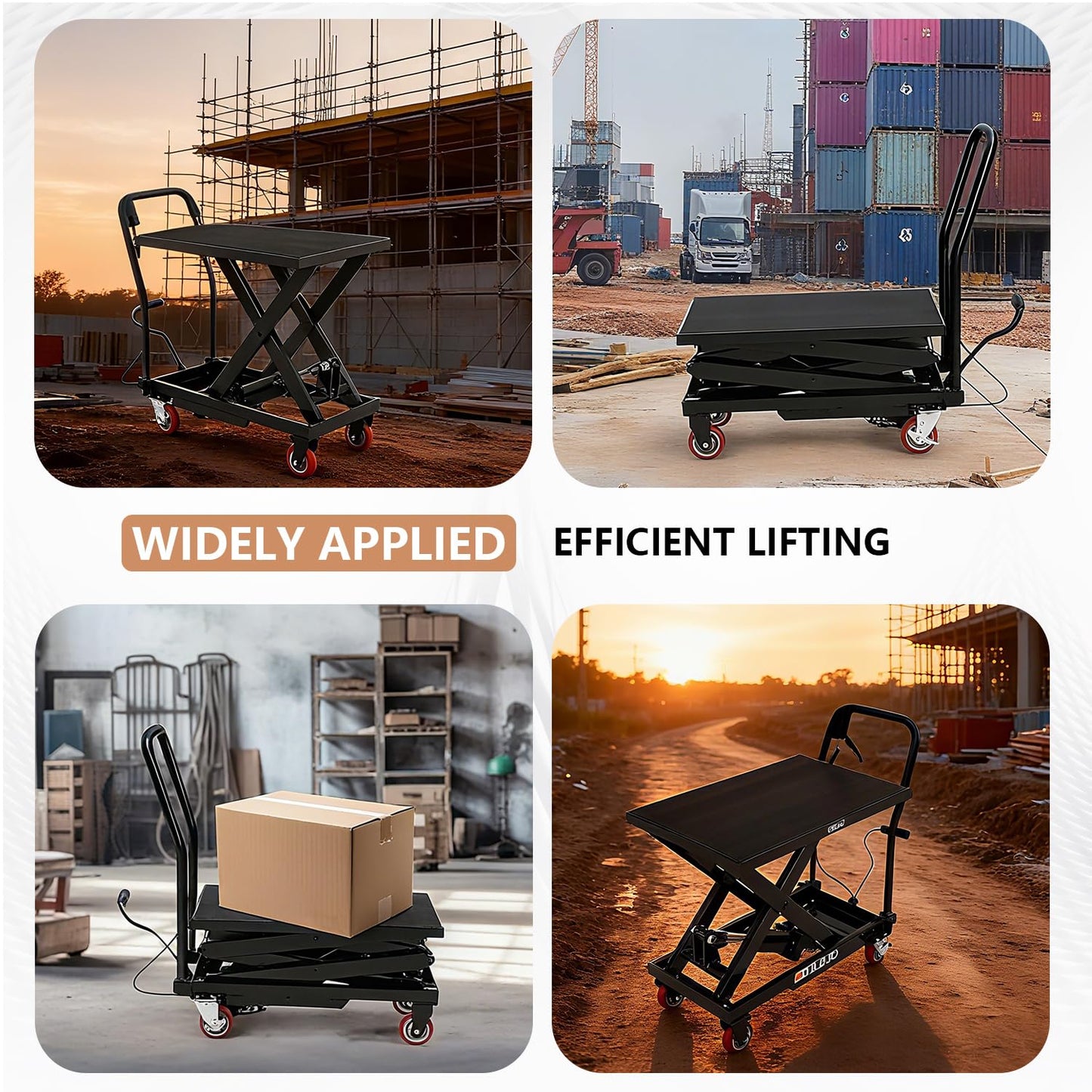 Hydraulic Lift Table, 1100 Lbs Capacity, 32" Lifting Height, Single Scissor Lift Table Cart with 4 Wheels and Non-Slip Pad, Manual Hydraulic Lifting Cart (Black-1100-Single-NEW)