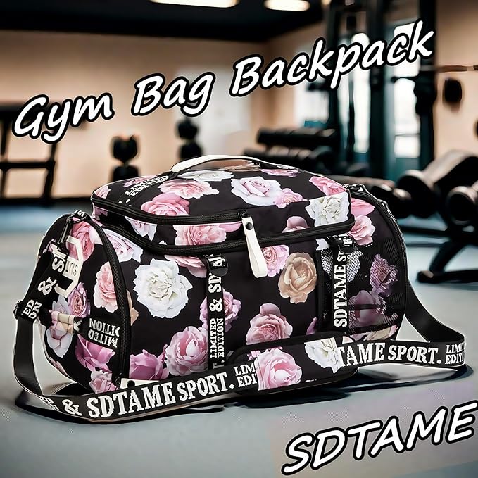 Gym Duffle Bag Backpack with Shoe Compartment,4 ways Travel Backpack for Women and Men,Multi-Functional Weekender bag with Waterproof Layer&Laptop Compartment for Fitness, Travel,Camping