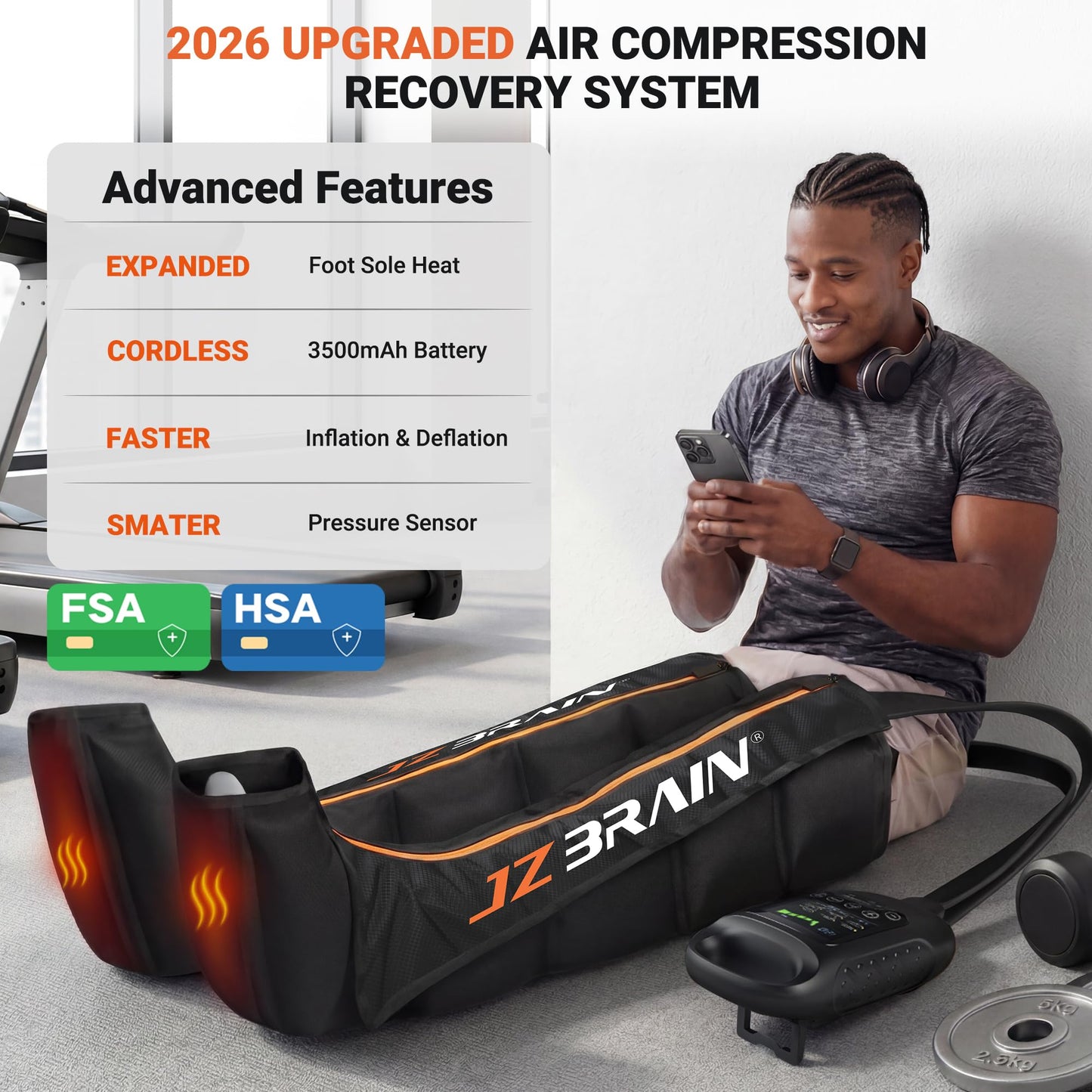 JZBRAIN Professional Compression Boots for Leg Recovery: Leg Compression Massager 2026 Upgraded Cordless Rechargeable Recovery Boots for Circulation, 6 Modes, 8 Intensity (Large)