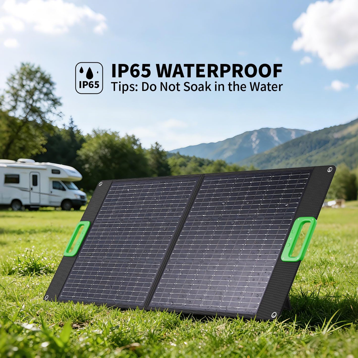 100W Portable Solar Panel for Power Station, 23.5% High Efficiency ETFE Foldable Solar Charger with Kickstands, 18V IP65 Waterproof Solar Panel Kit for Outdoor Camping RV Trip Off-Grid Living