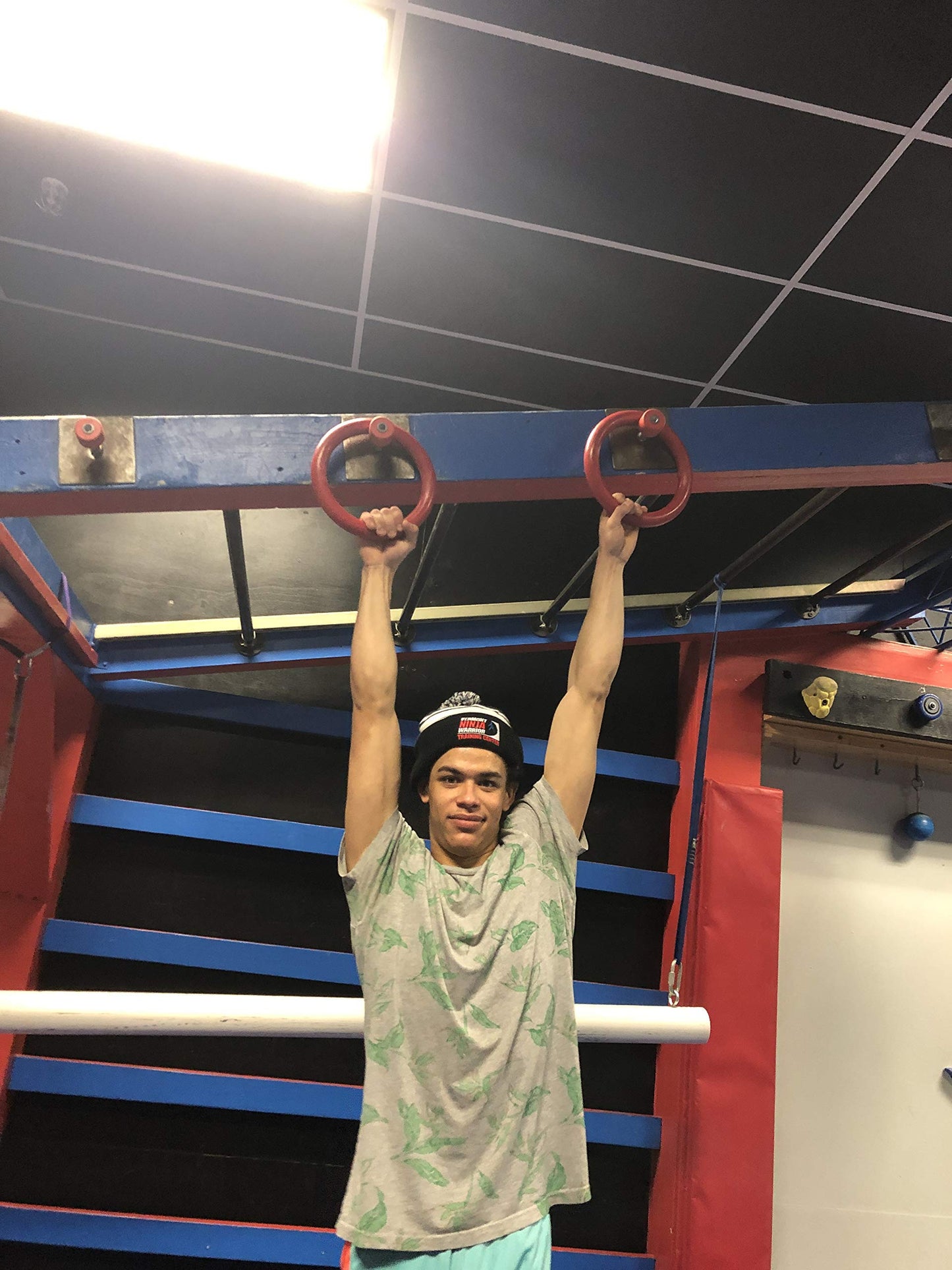 AP Plus Ninja Warrior Rings - Set of 2 Large Red, Traverse Gymnastics Climbing, with use on Obstacle Courses and Slack Lines, Outdoor Playground Equipment Accessories, Training