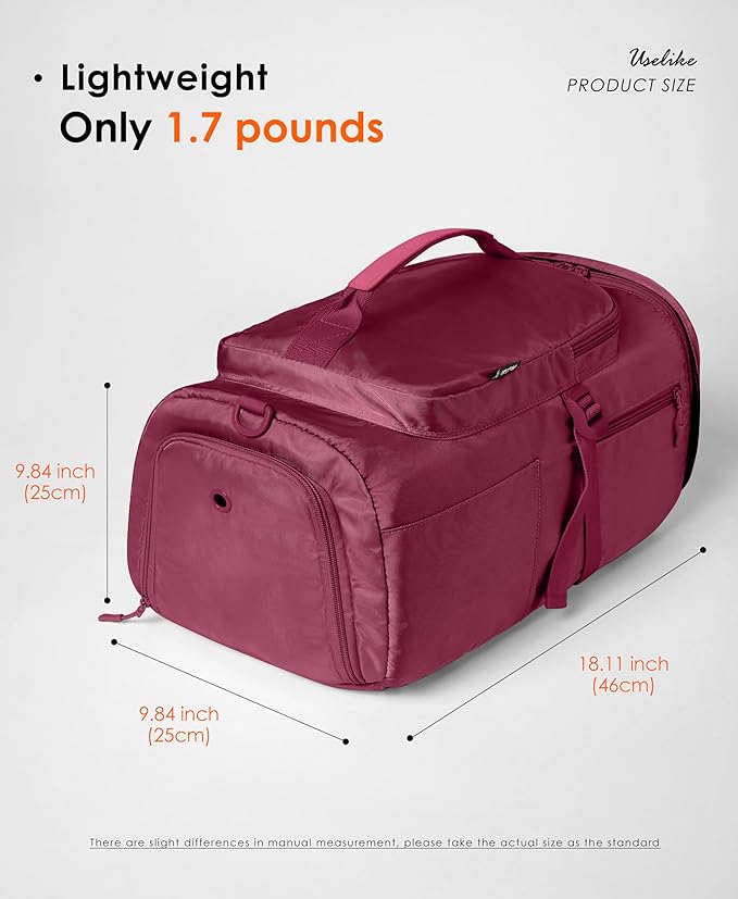 Gym Bag for Women Workout Gym Backpack with Shoe Compartment Sports Duffel Bag Multiple Pockets 30L (Rose Red)