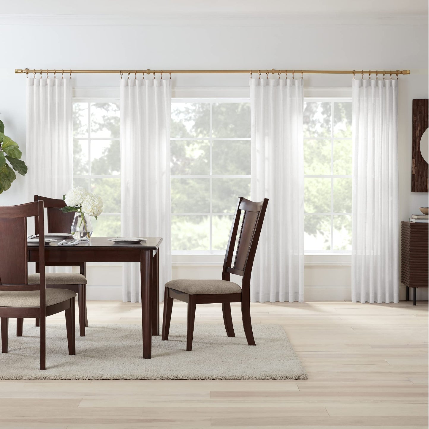 MODE Premium Collection Single Curtain Rod Set with Cylinder finials - 144 to 240 in, Warm Gold