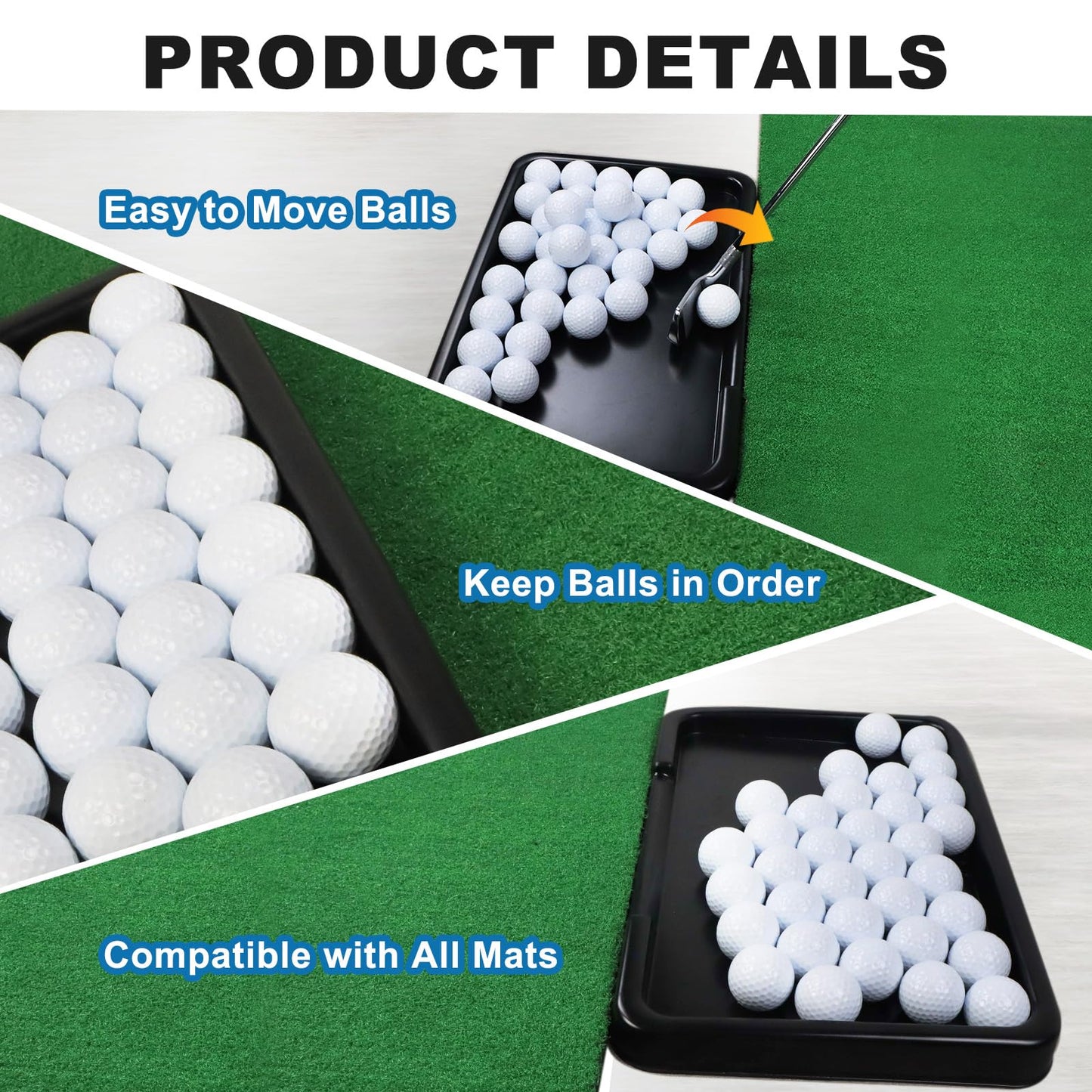 Golf Ball Tray with 18 Foam Golf Balls - Excellent Durability and Stability for Indoor and Outdoor Training - Compatible with All Hitting Mats