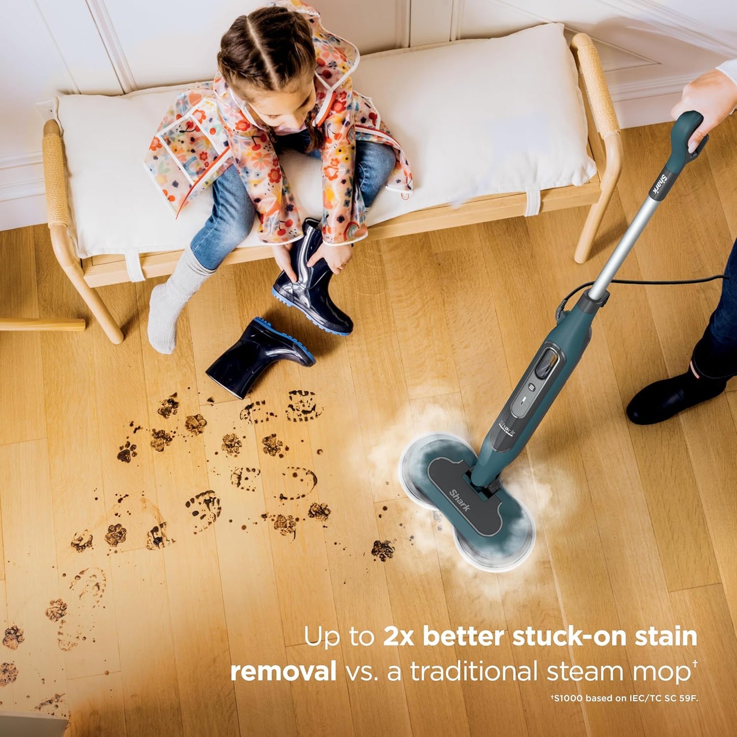 Shark Steam & Scrub Hard Floor Steam Mop - All-in-One Cleaning with 2 Steam Modes & XL Water Tank | Teal S8002BRN