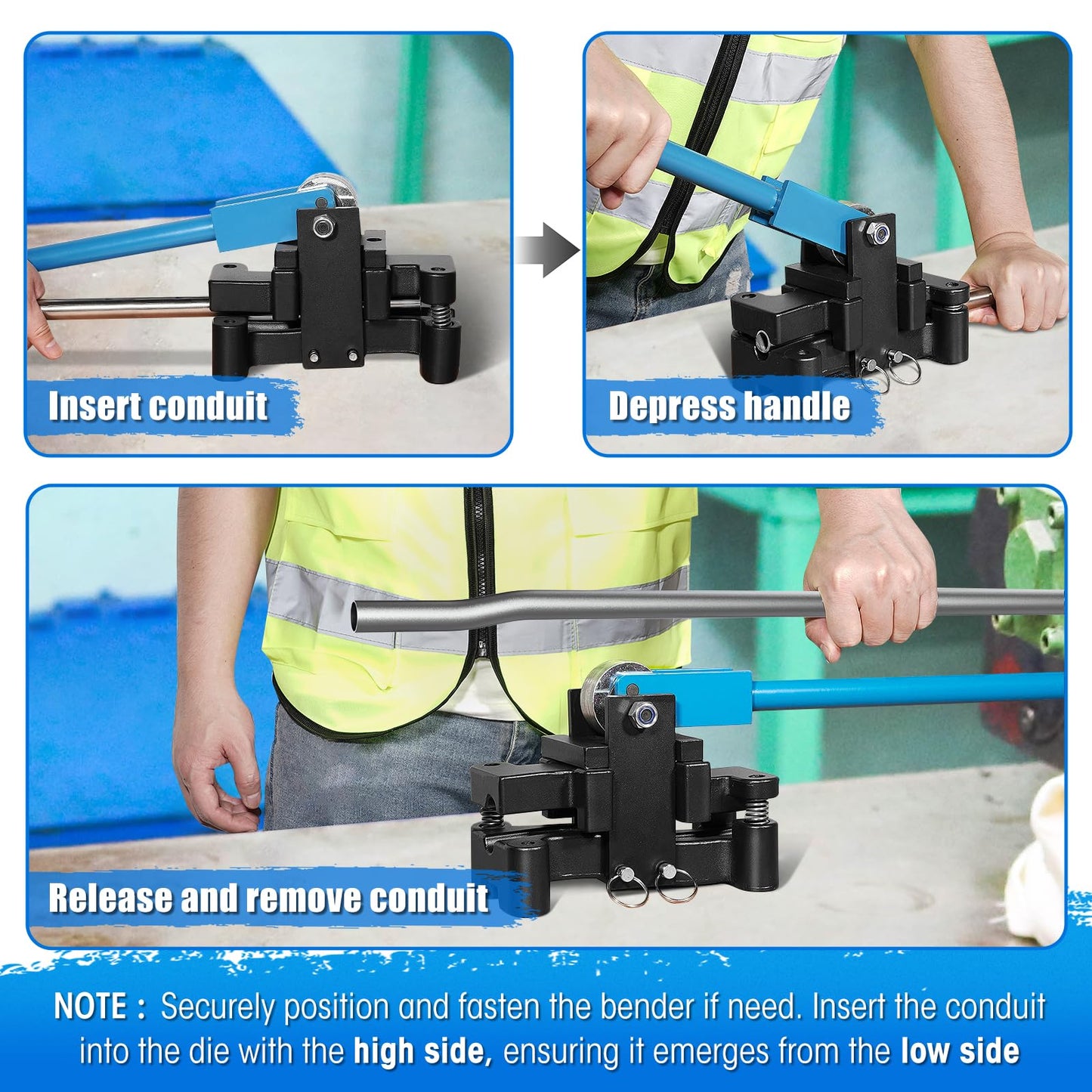 SDSNTE Conduit Offset Bender 2 in 1 - both ½“& ¾” EMT, Ensuring Precise and Efficient Electrical Installations, Blue