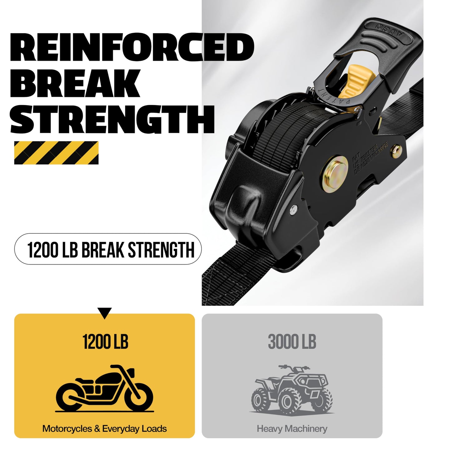 AUGO Retractable Ratchet Straps | 4 Heavy Duty Ratchet Straps Self Retractable Tie Down Straps with Soft Loops & Storage Bag for Motorcycle, Truck, Trailer, Cargo Van | 1200 Lb Break Strength 1” x 10’